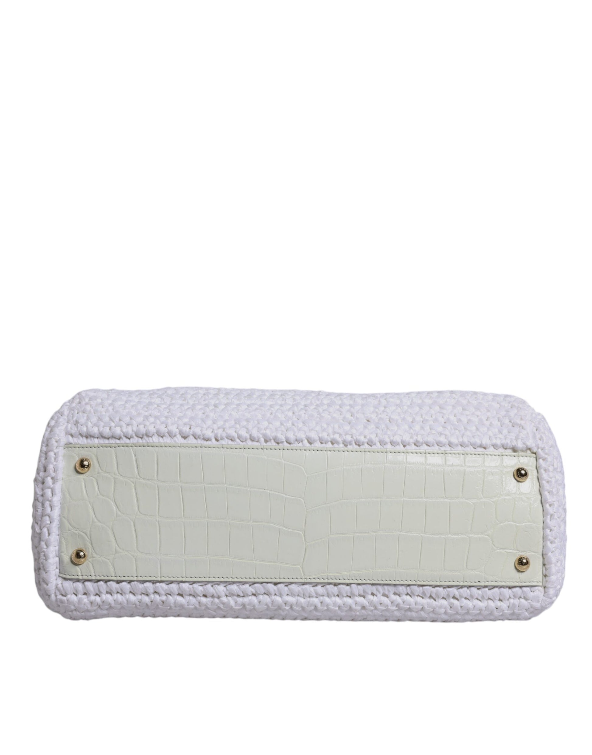 Sac bandoulière Dolce & Gabbana en raphia blanc et cuir avec poignée supérieure