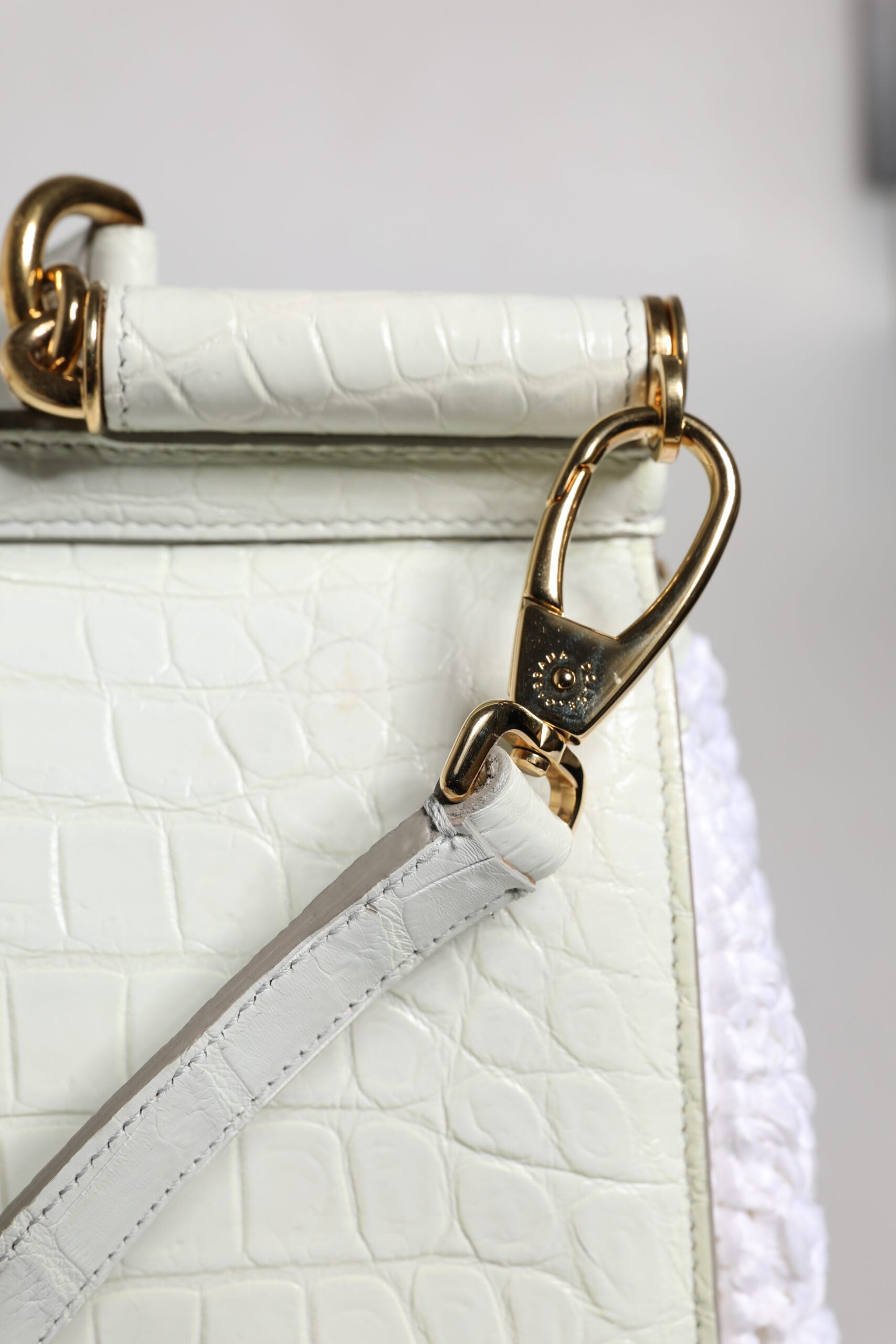 Sac bandoulière Dolce & Gabbana en raphia blanc et cuir avec poignée supérieure