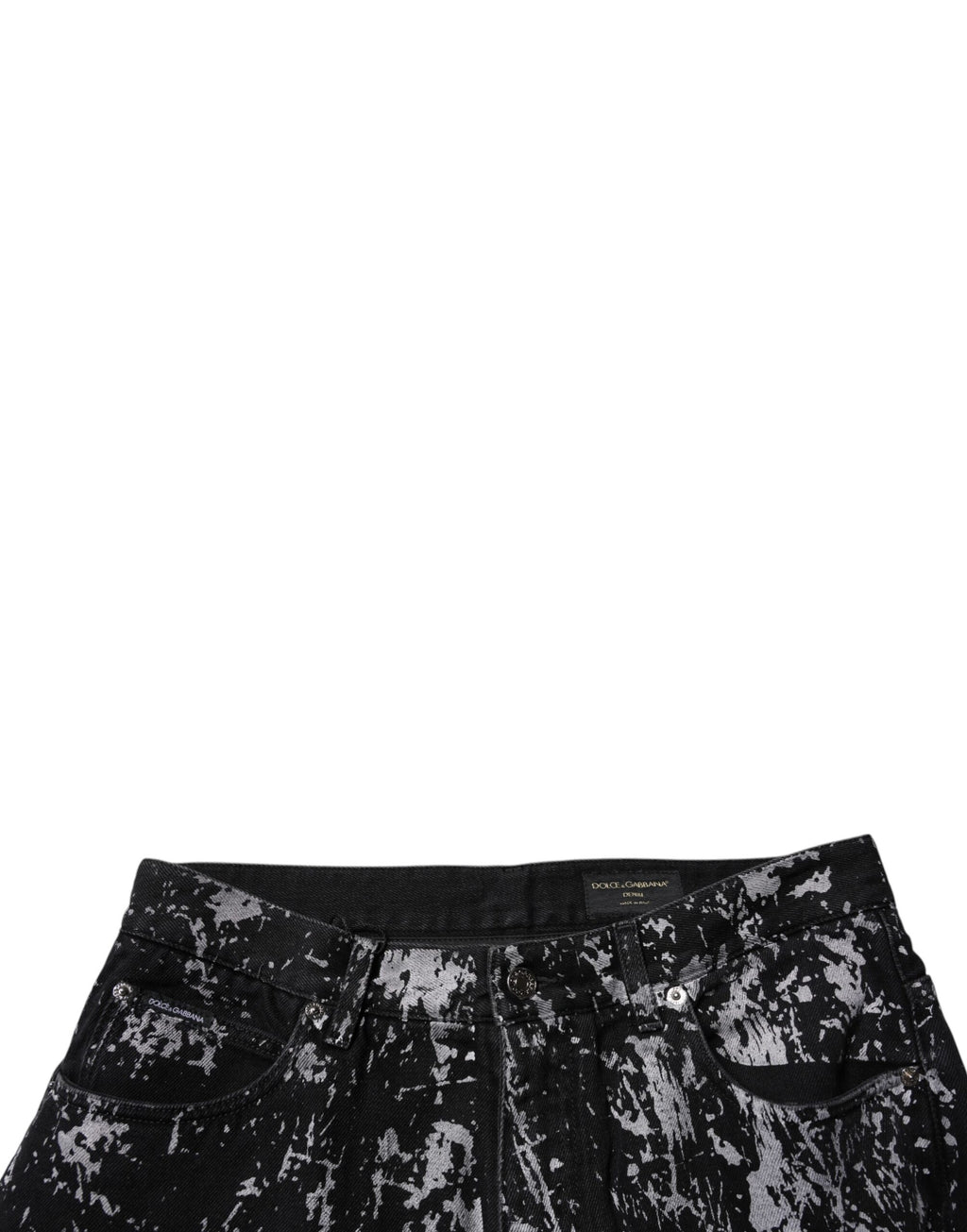 Jeans Droit Homme en Coton Tie Dye Noir Dolce & Gabbana