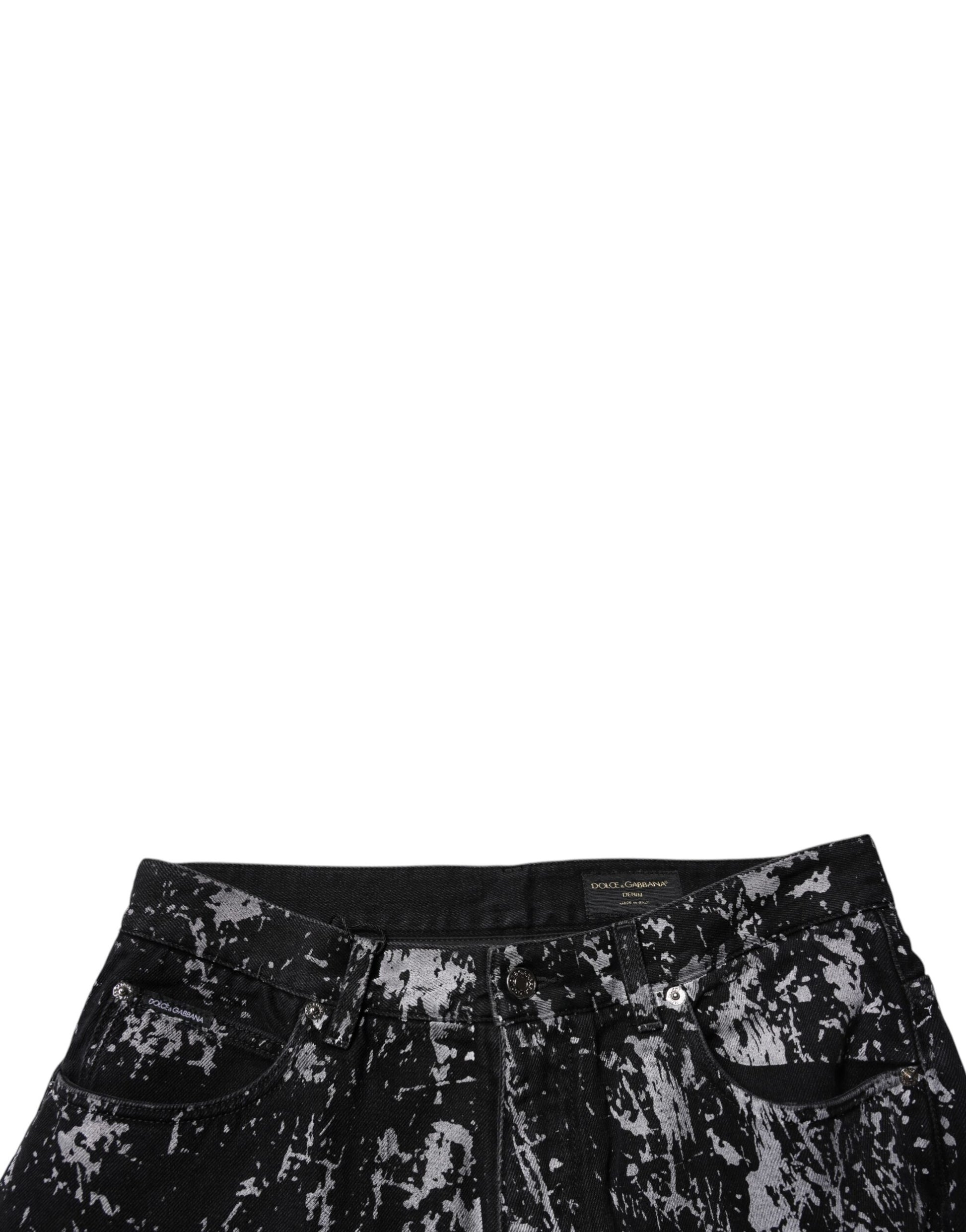 Jeans Droit Homme en Coton Tie Dye Noir Dolce & Gabbana