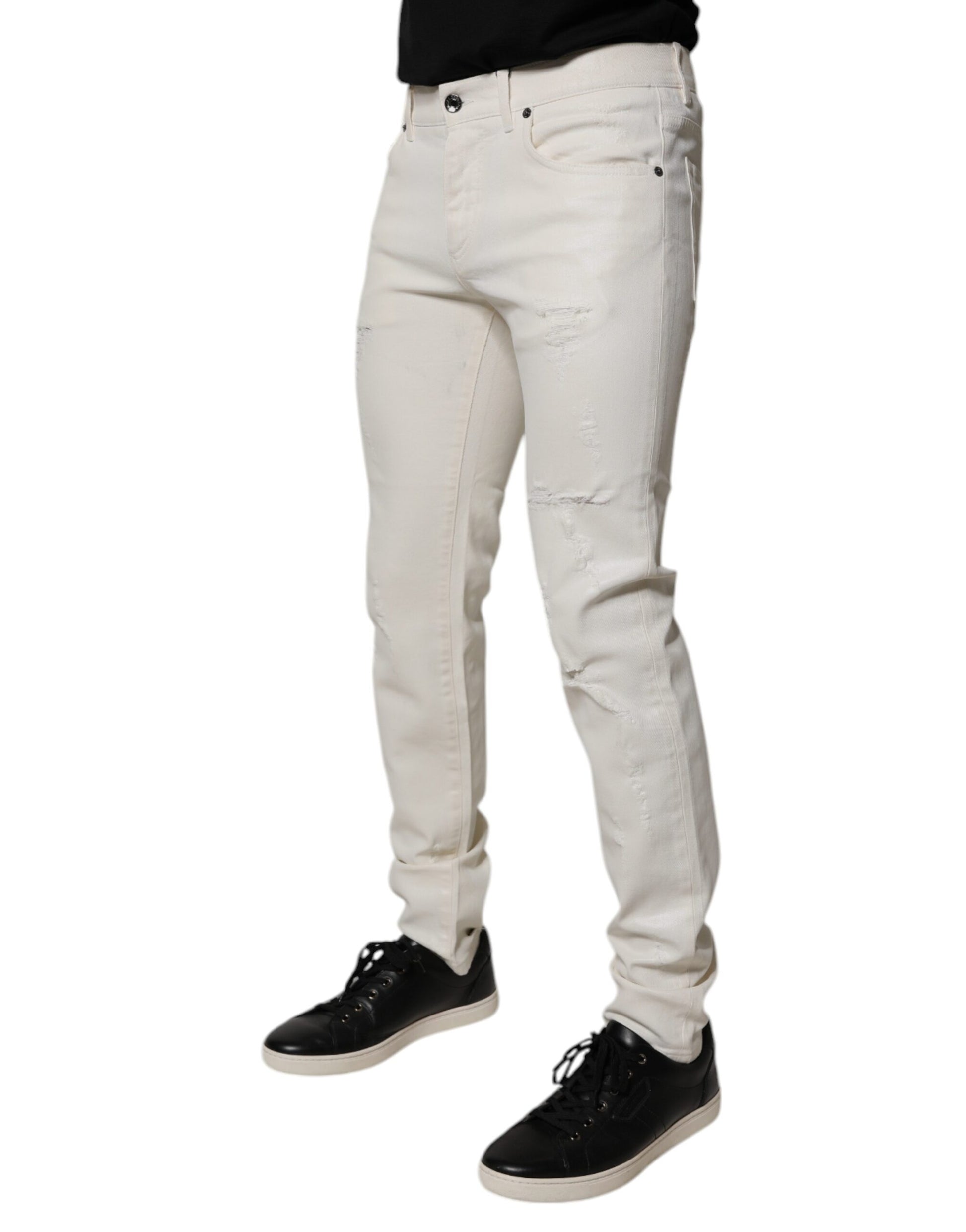 Dolce & Gabbana White Skinny Jeans for Men detail view