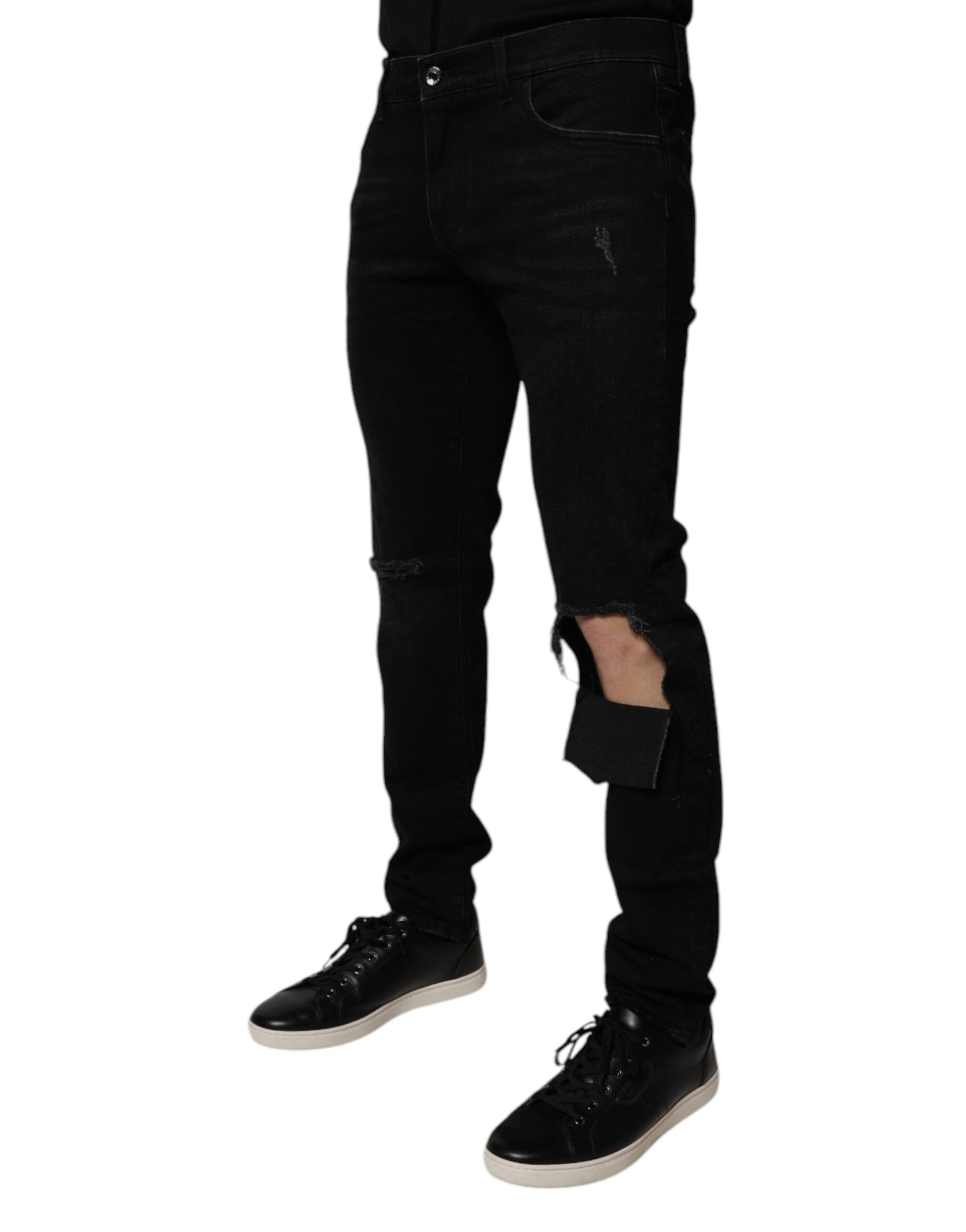 Dolce & Gabbana Black Skinny Jeans for Men detail view