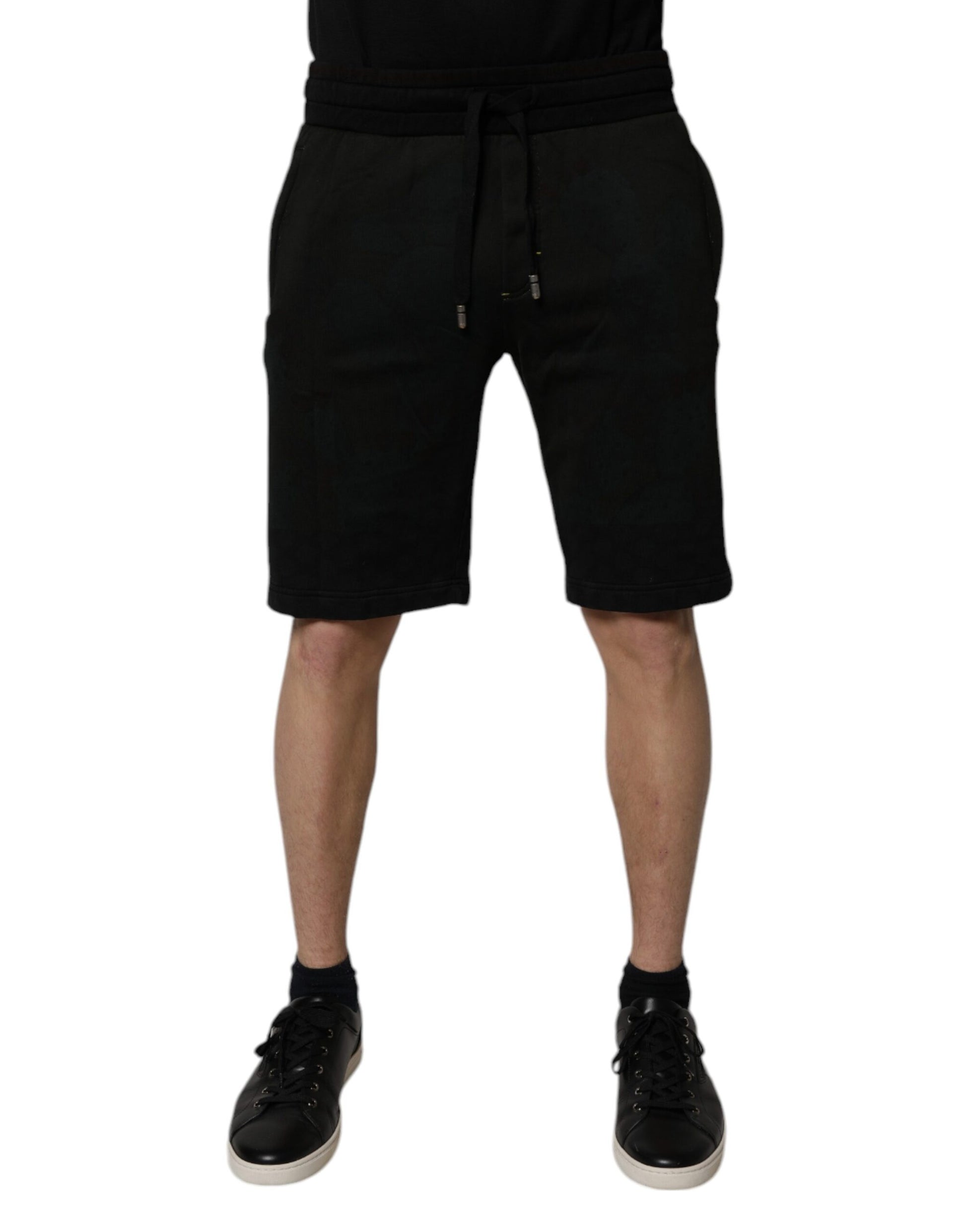 Dolce & Gabbana Short en molleton de coton noir Homme Bermuda