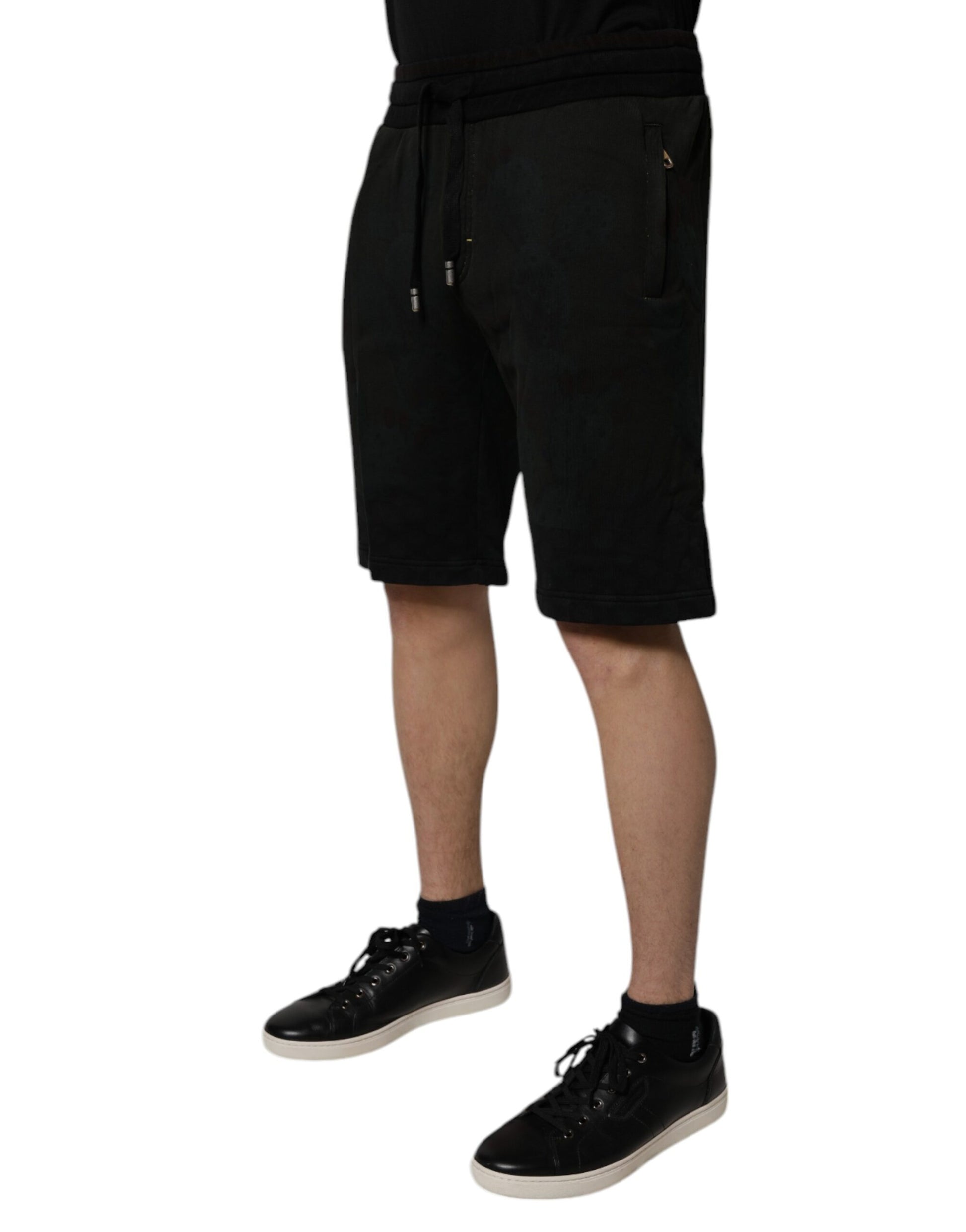 Dolce & Gabbana Short en molleton de coton noir Homme Bermuda