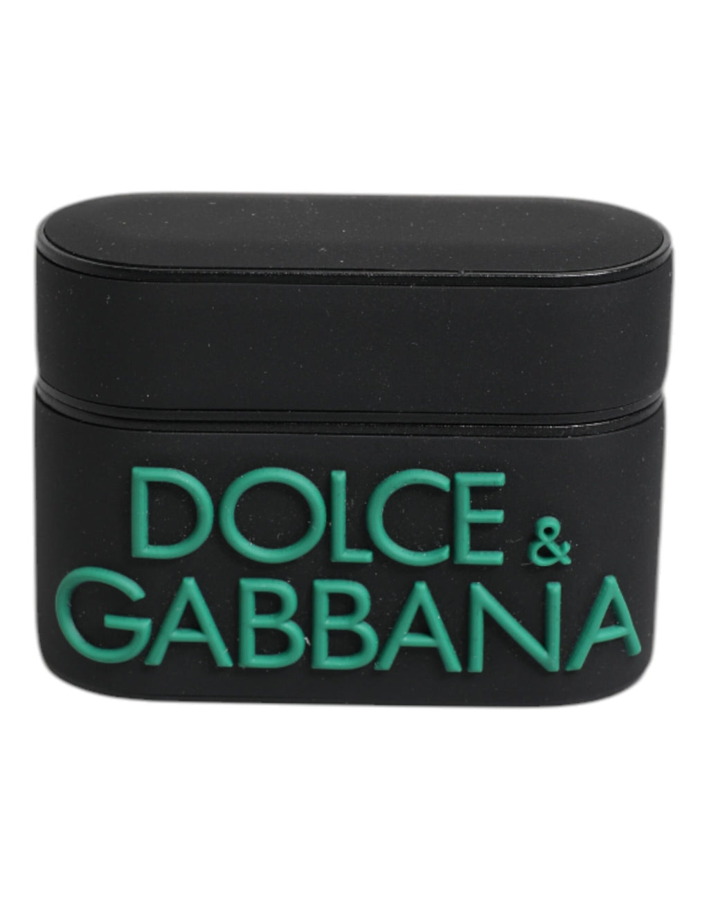 Étui Airpods Dolce & Gabbana en silicone noir et orange avec logo en relief