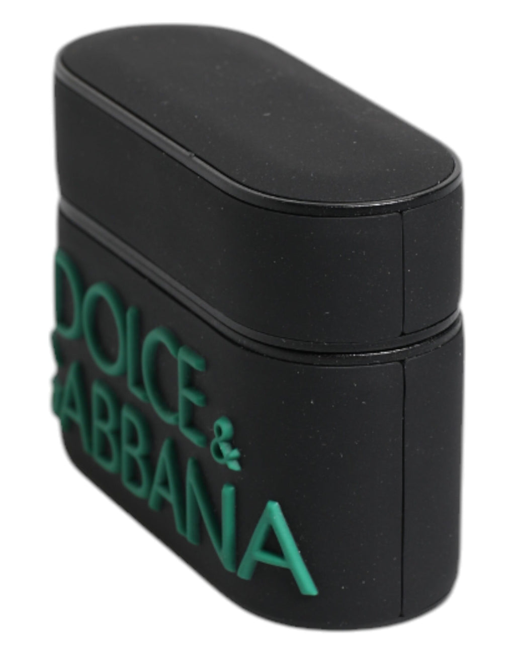 Étui Airpods Dolce & Gabbana en silicone noir et orange avec logo en relief
