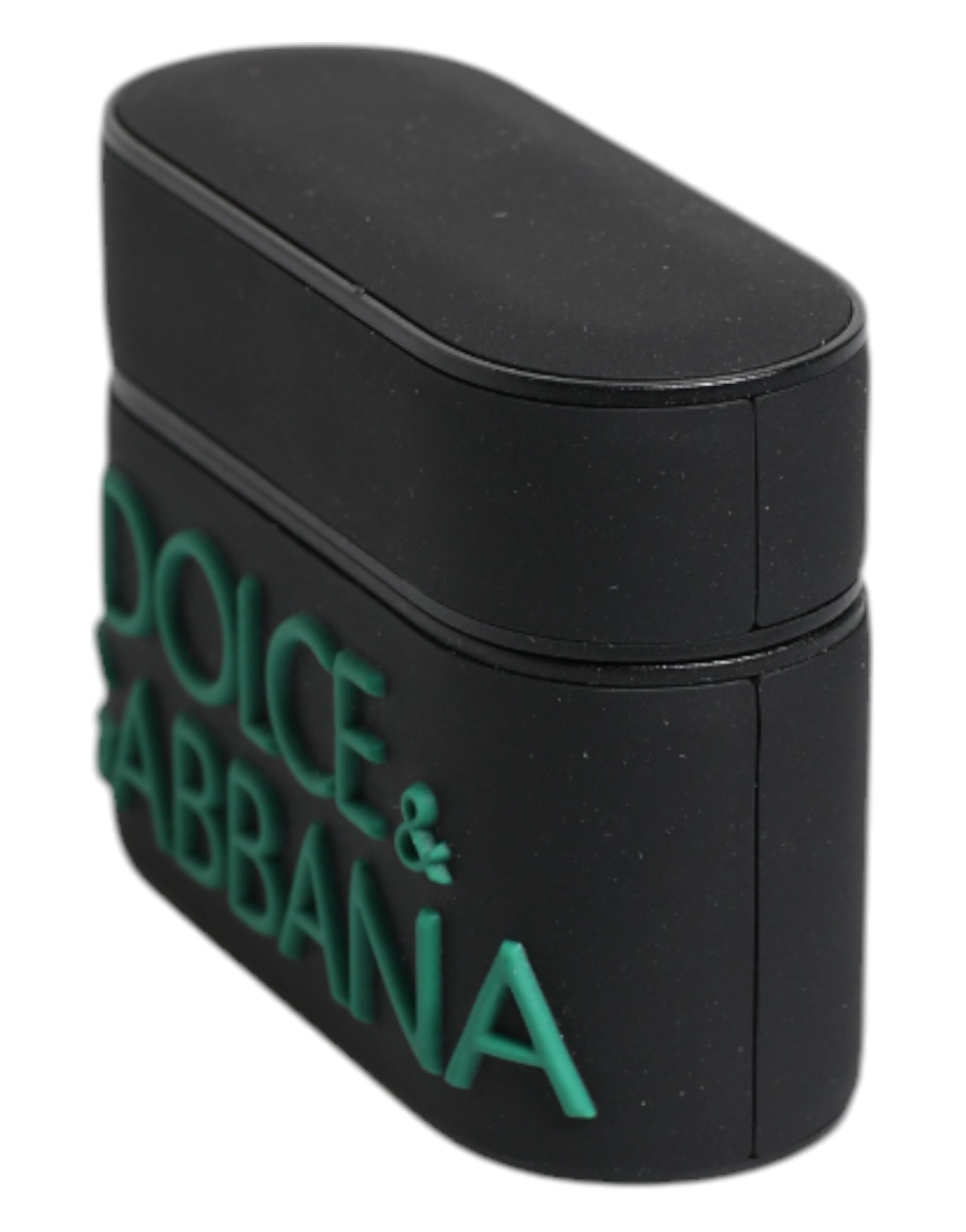 Étui Airpods Dolce & Gabbana en silicone noir et orange avec logo en relief