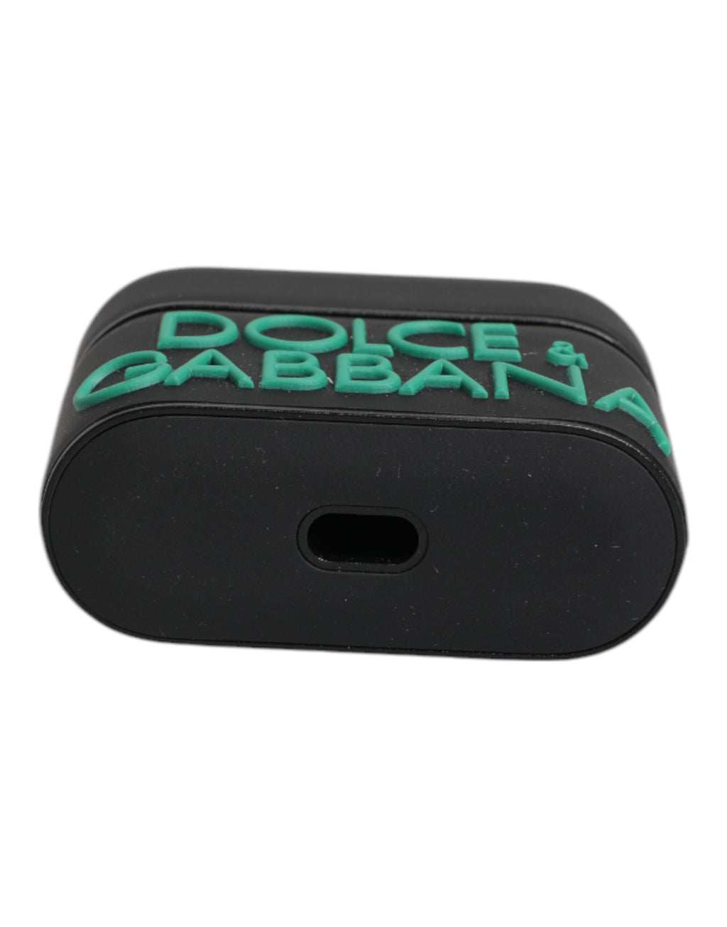 Étui Airpods Dolce & Gabbana en silicone noir et orange avec logo en relief
