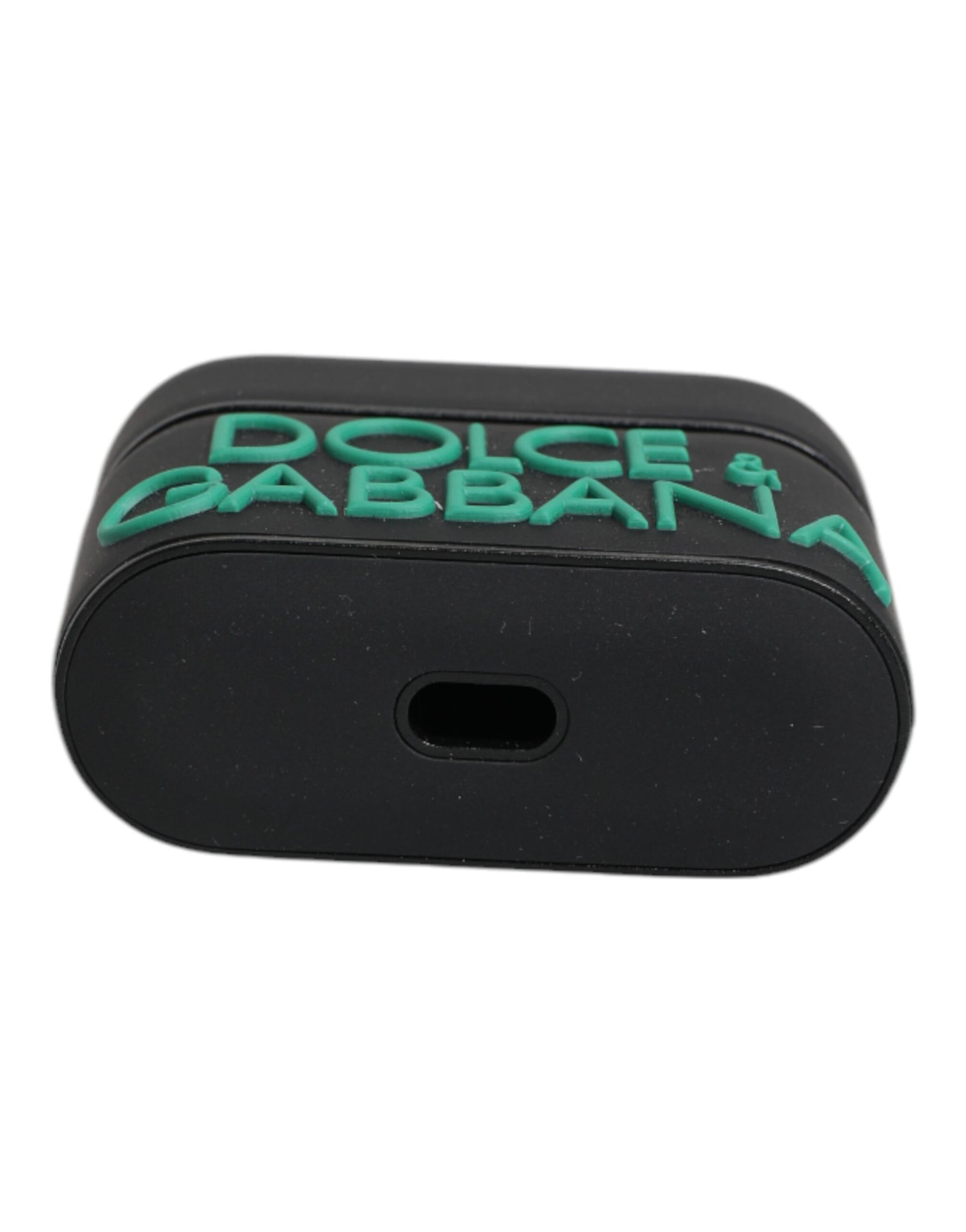 Étui Airpods Dolce & Gabbana en silicone noir et orange avec logo en relief