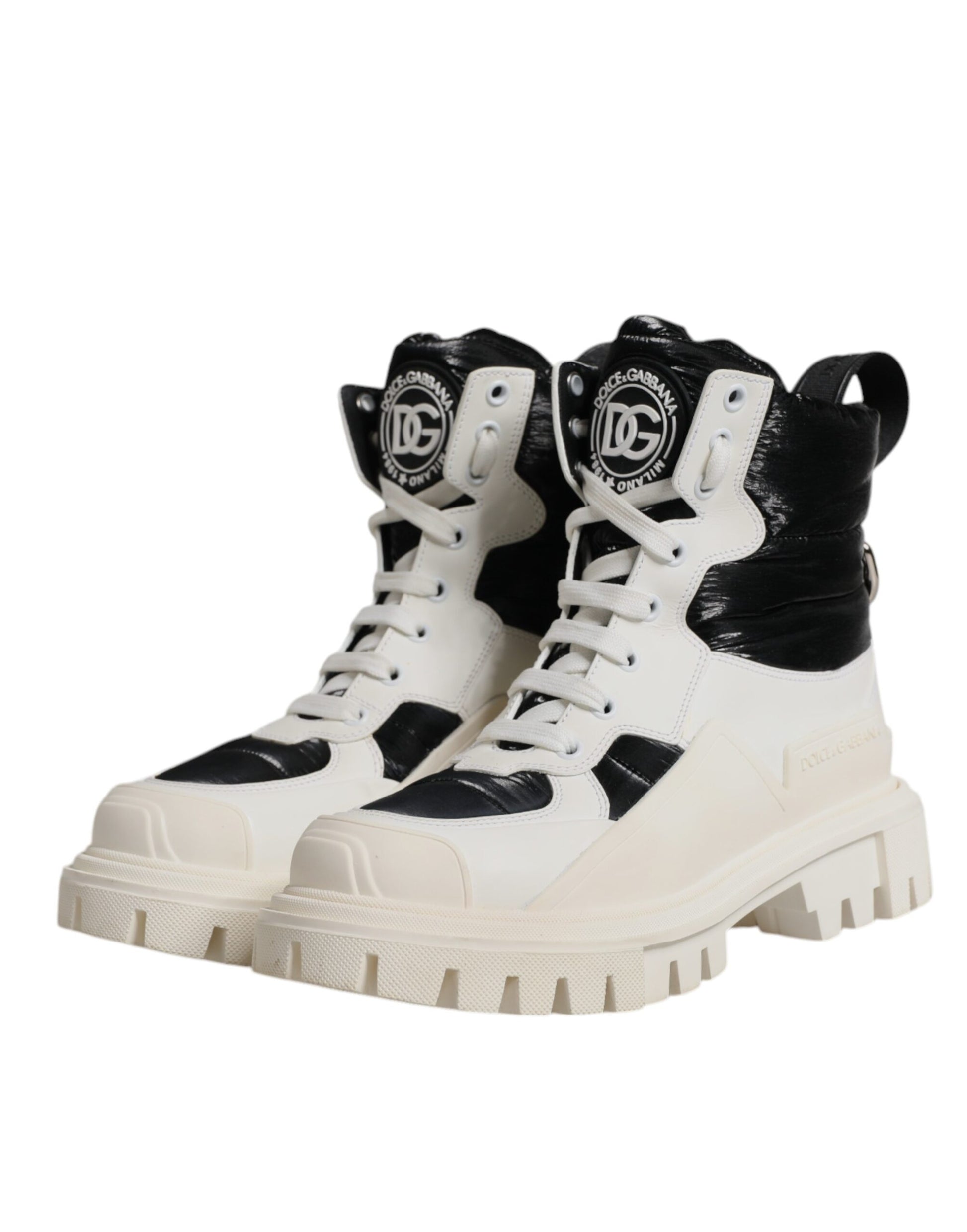 Dolce & Gabbana White Lace Up Boots for Women side view