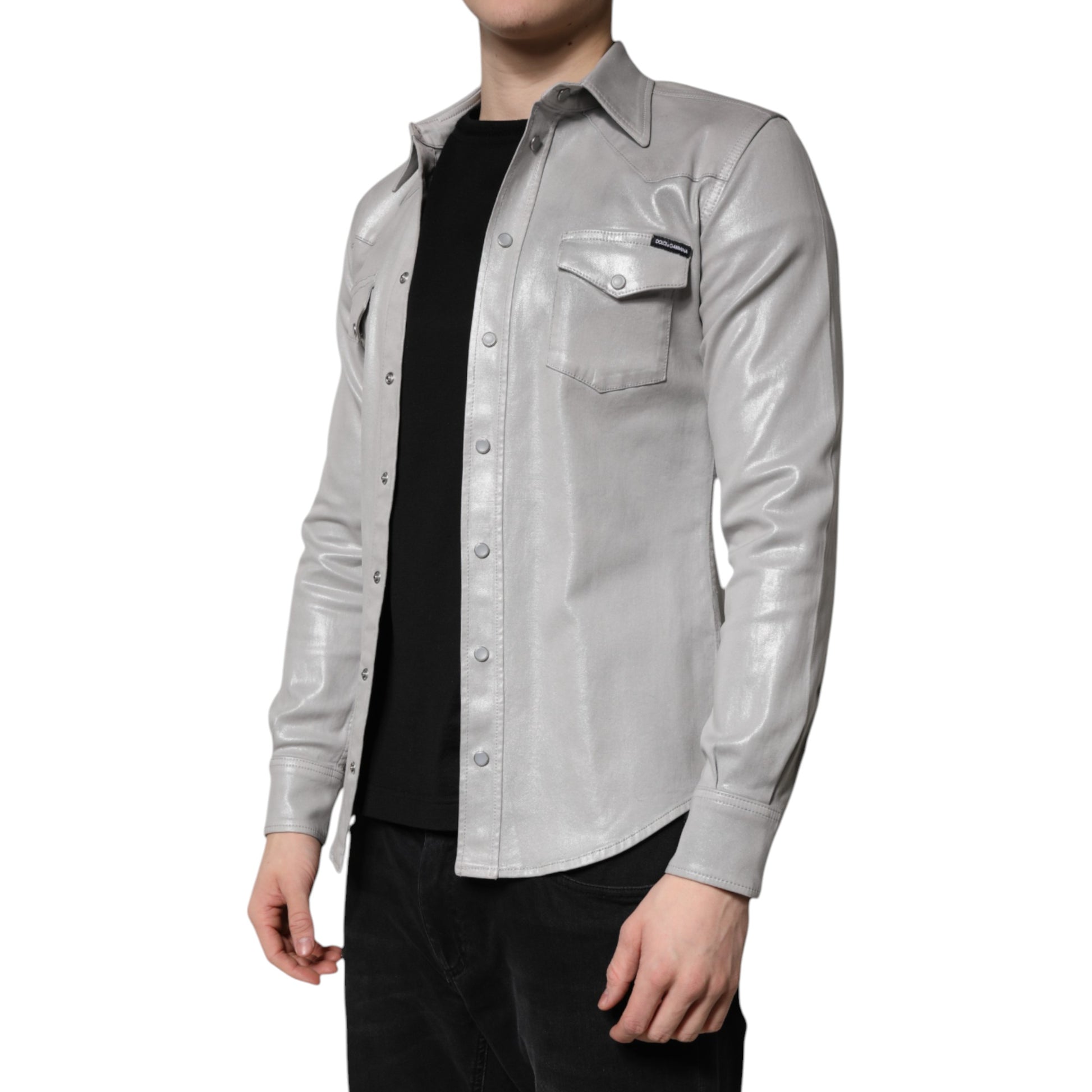 Dolce & Gabbana Grey Long Sleeve T-Shirt for Men detail view