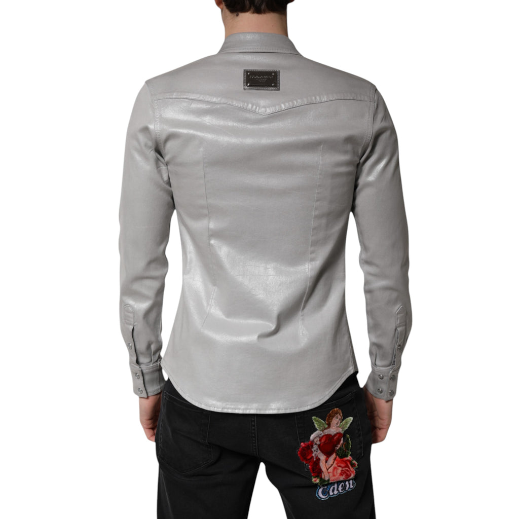 Dolce & Gabbana Grey Long Sleeve T-Shirt for Men side view