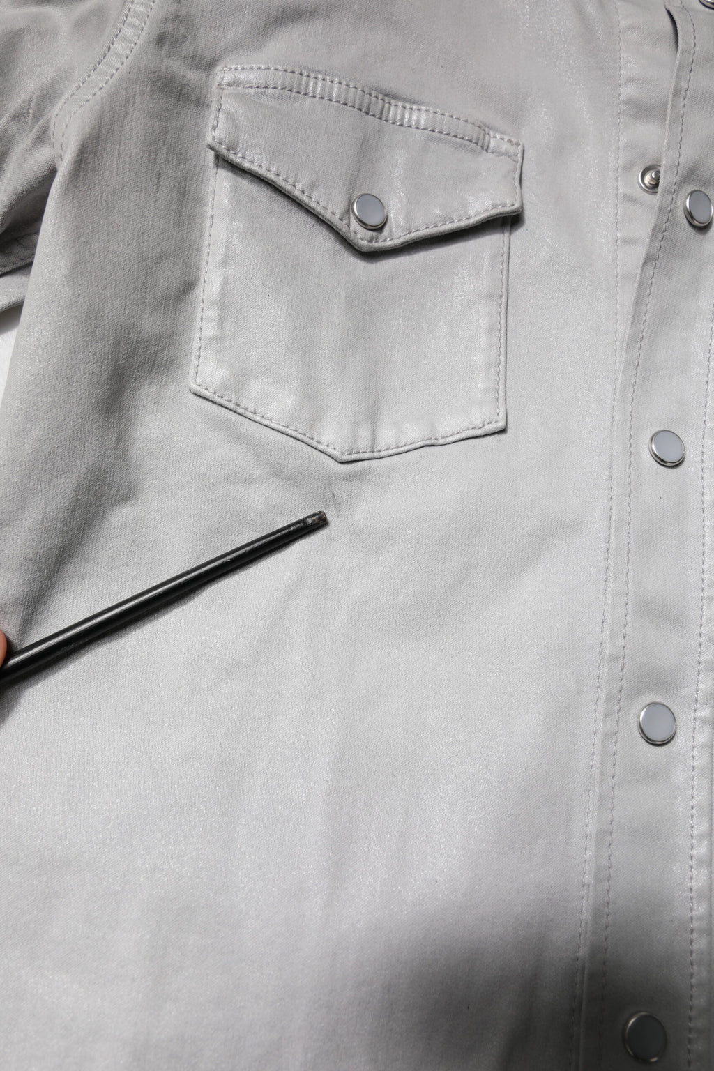 Chemise boutonnée en coton gris métallisé Dolce & Gabbana