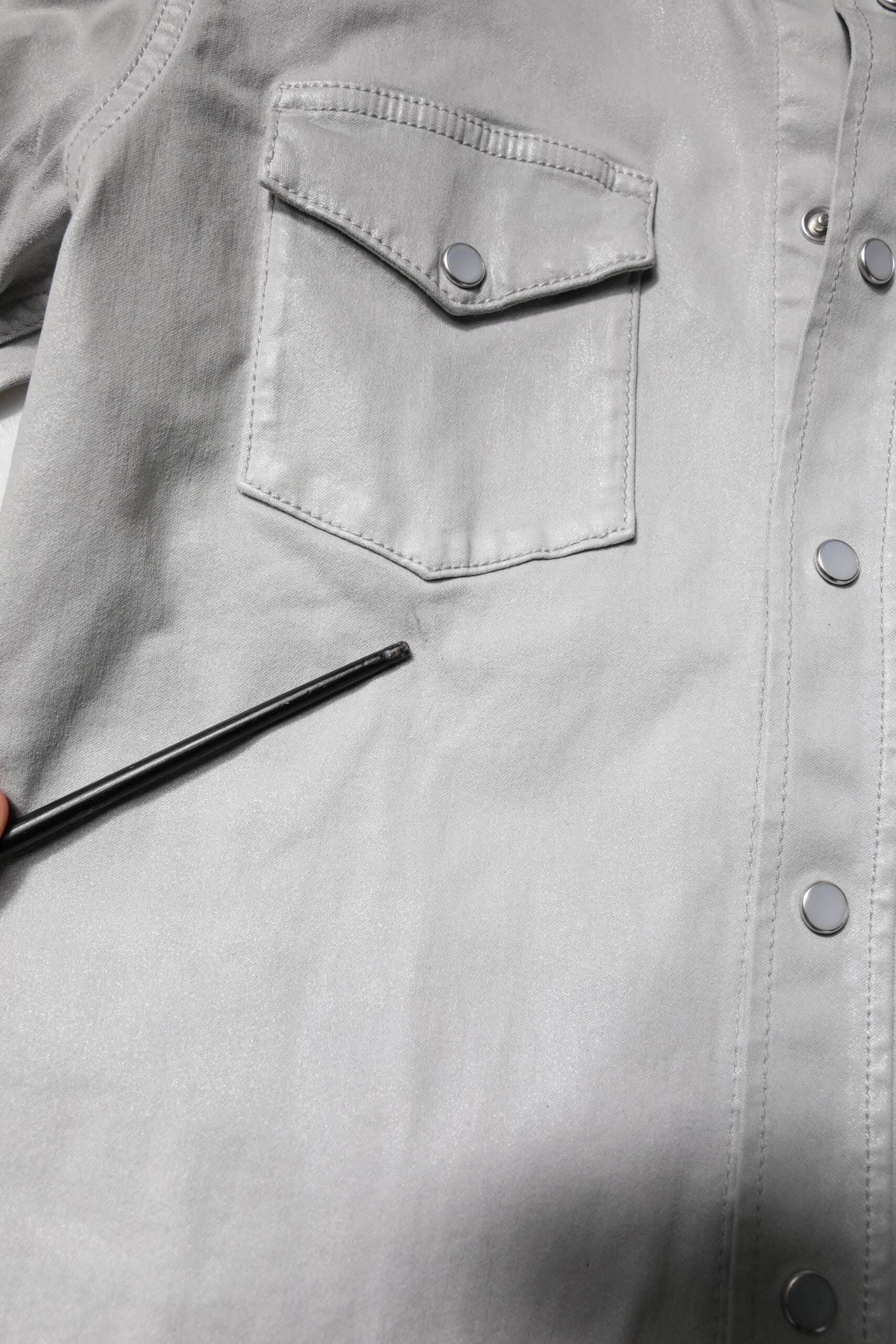 Chemise boutonnée en coton gris métallisé Dolce & Gabbana
