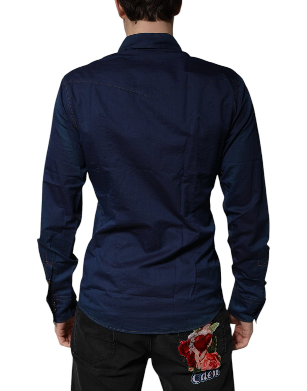 Chemise habillée Dolce & Gabbana GOLD en coton bleu foncé