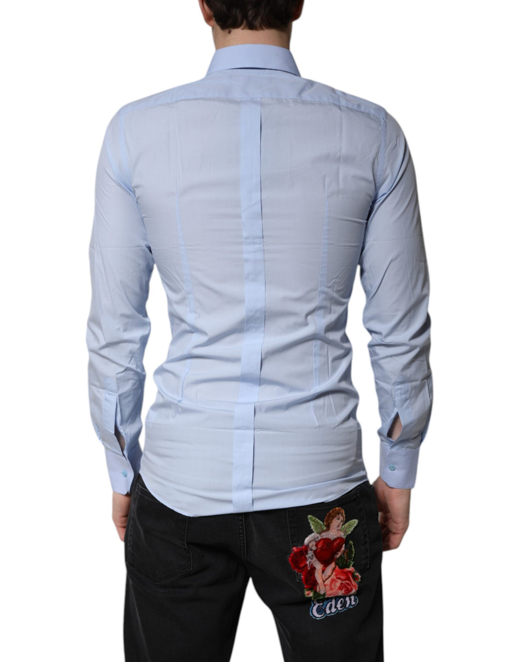 Dolce & Gabbana Blue Dress Shirt for Men side view