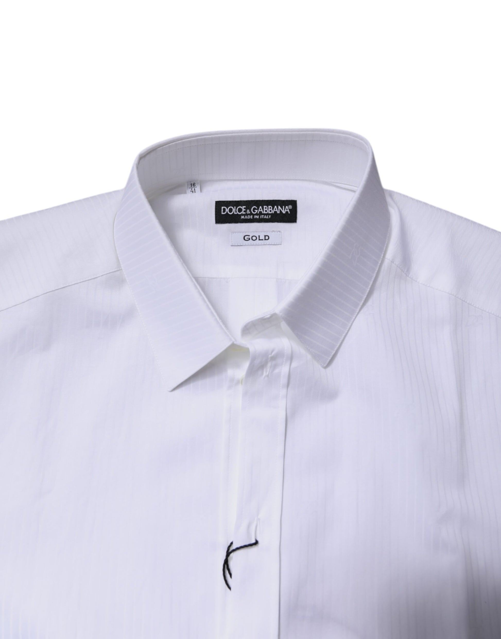 Chemise habillée à col Dolce & Gabbana en coton blanc avec motifs dorés
