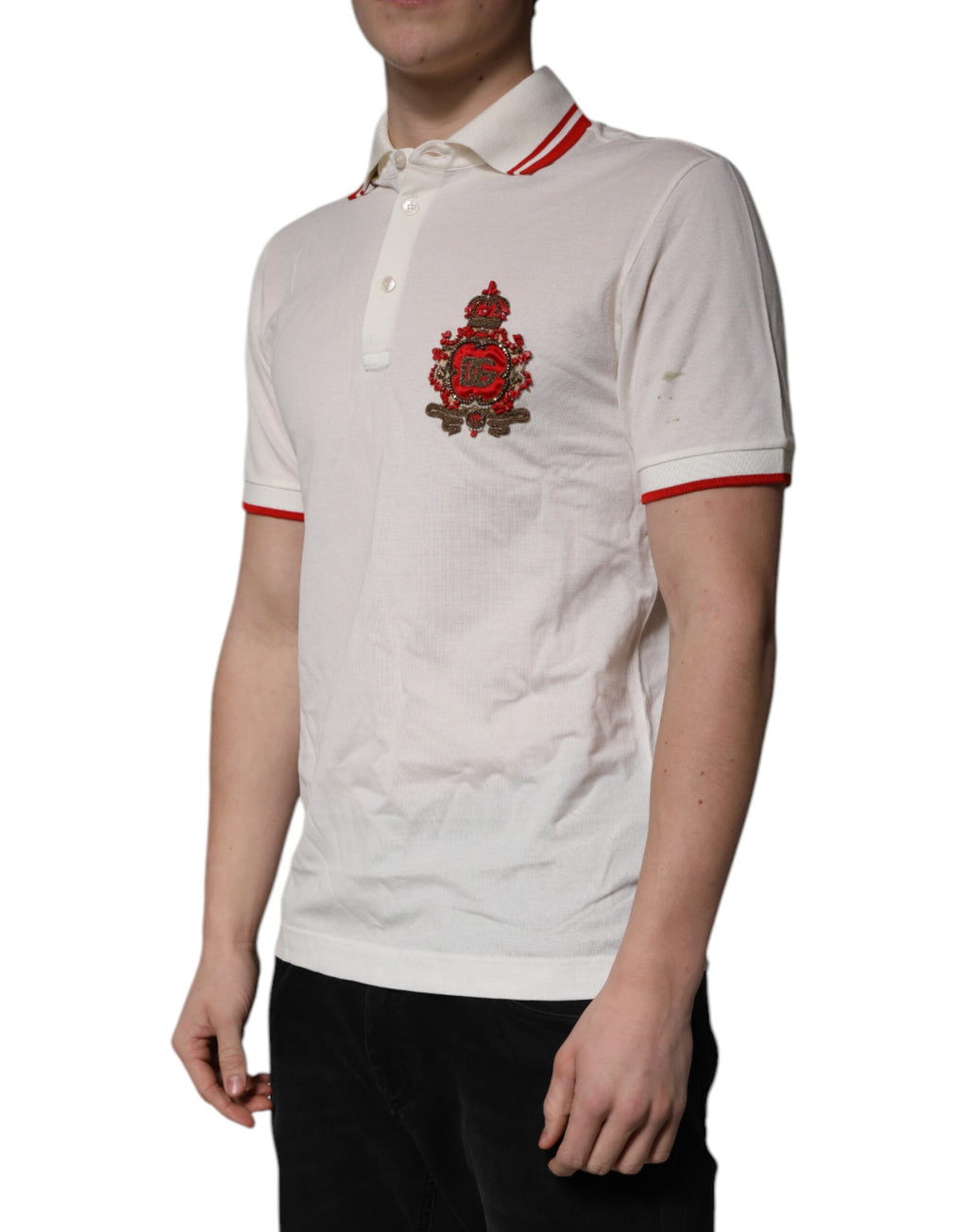 Dolce & Gabbana White Polo Shirt for Men detail view