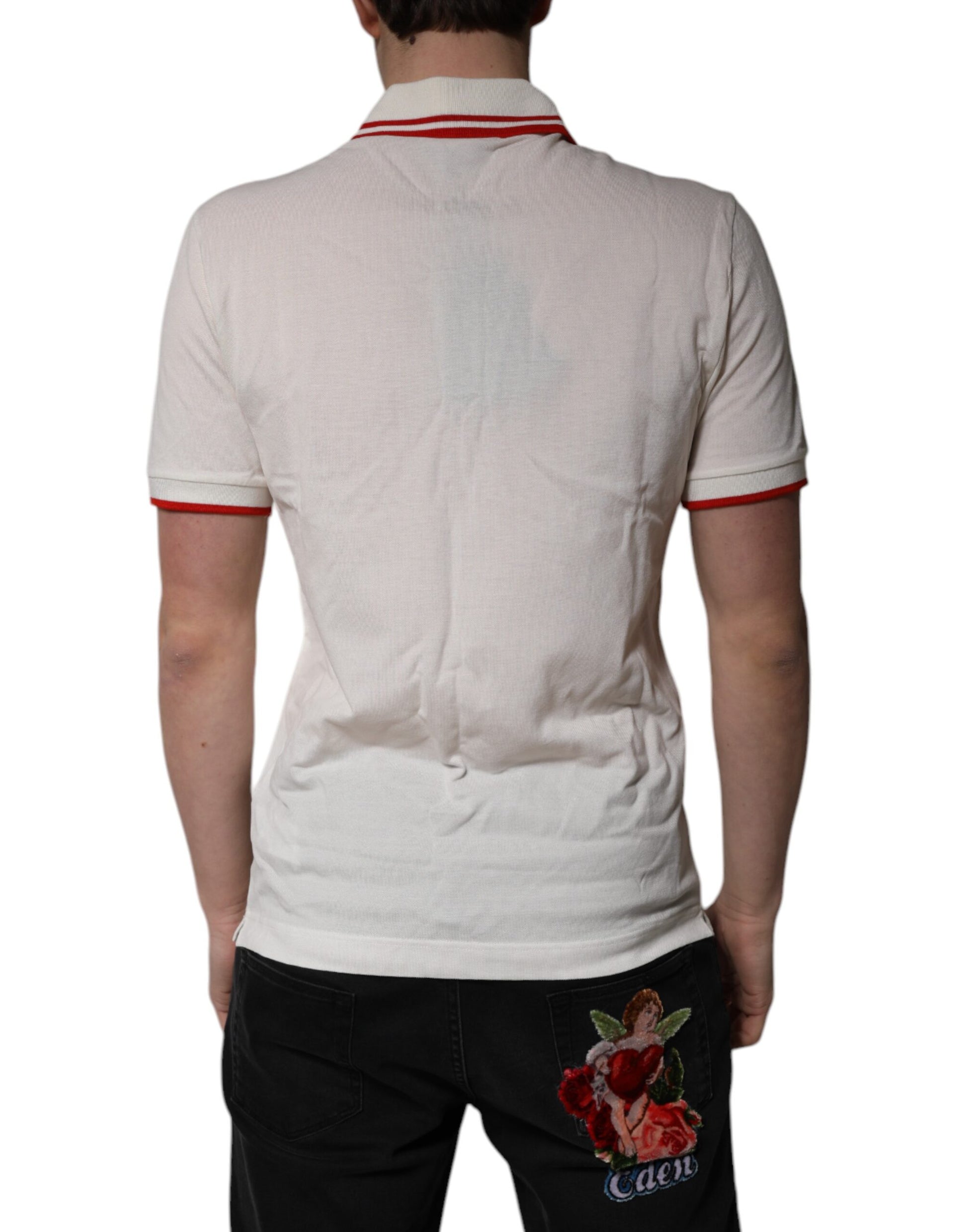 Dolce & Gabbana White Polo Shirt for Men side view