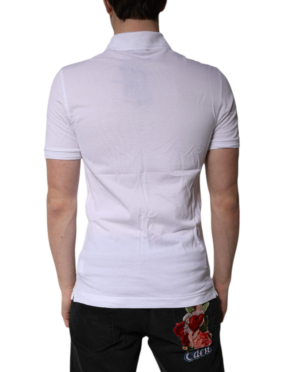 Dolce & Gabbana White Polo Shirt for Men side view