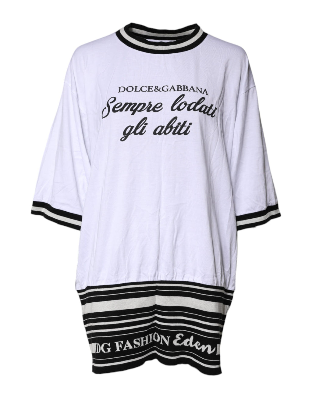 T-shirt Dolce & Gabbana en coton blanc avec col rond et motif DG Fashion