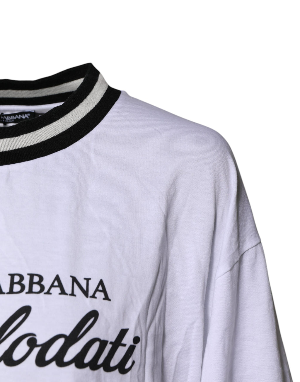 T-shirt Dolce & Gabbana en coton blanc avec col rond et motif DG Fashion