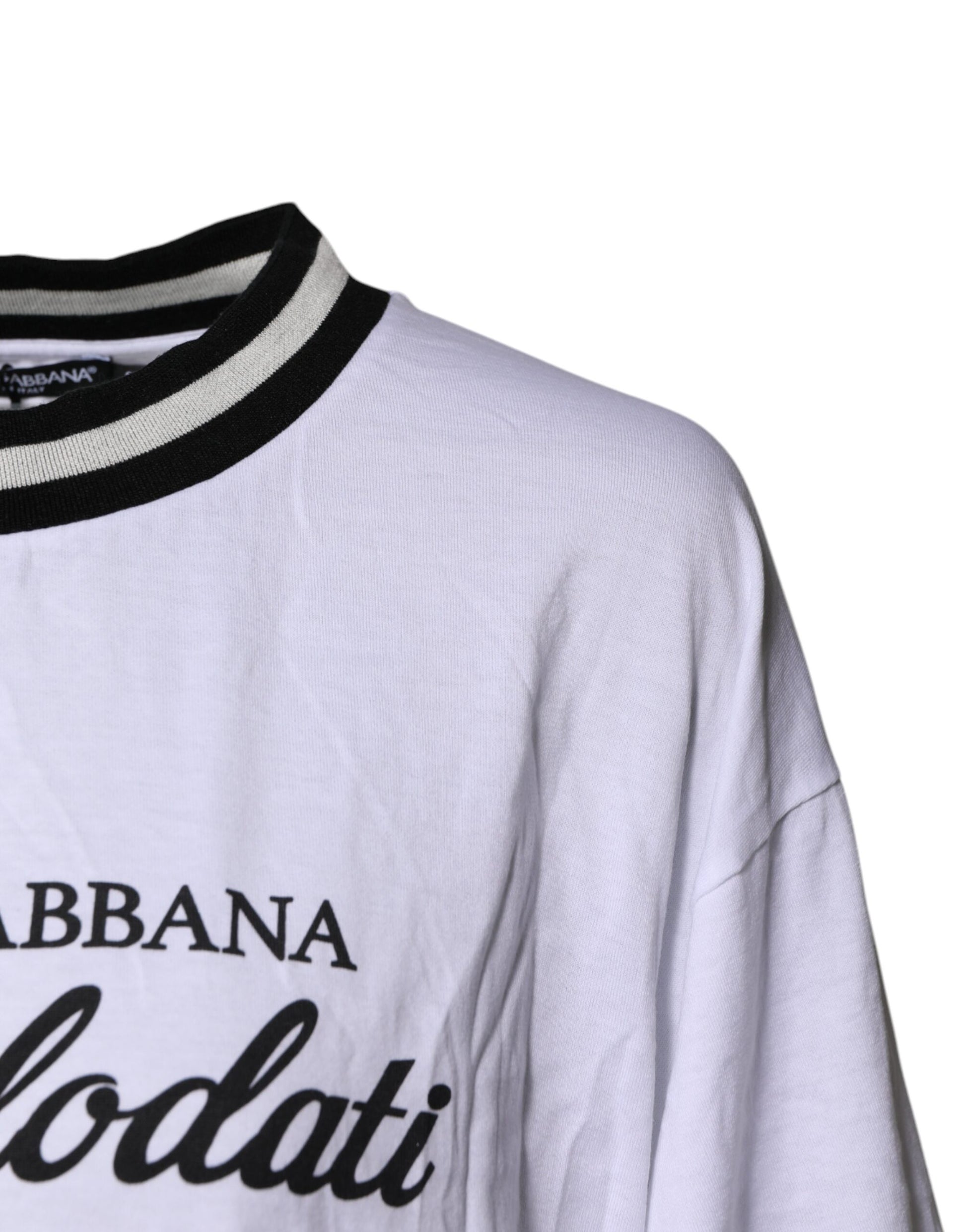 T-shirt Dolce & Gabbana en coton blanc avec col rond et motif DG Fashion