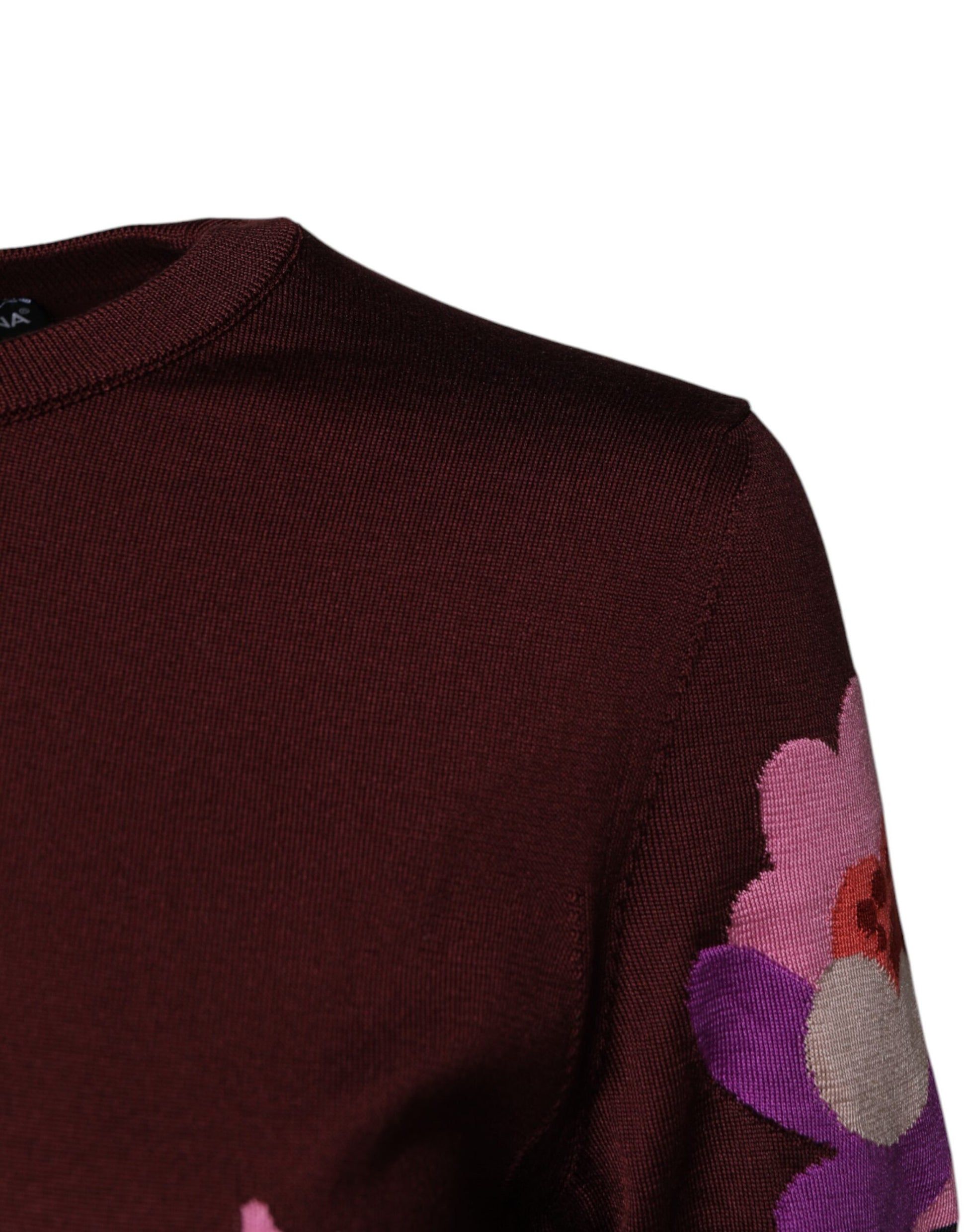 Haut/Chemisier Dolce & Gabbana en Soie à Col Rond, Motif Floral, Couleur Marron