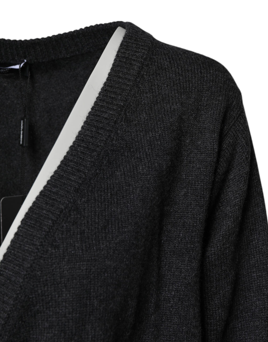 Pull en cachemire gris Dolce & Gabbana à col en V profond