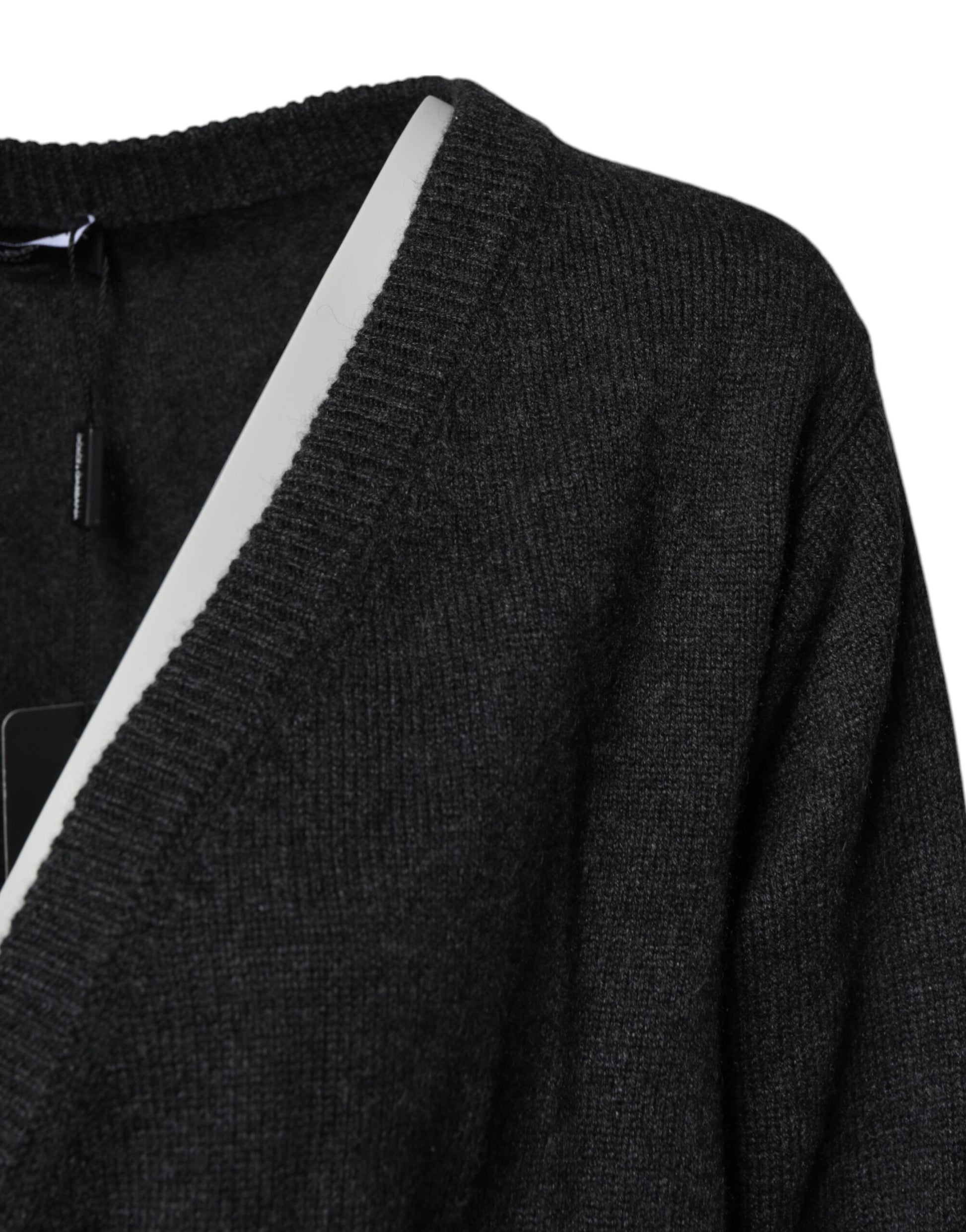 Pull en cachemire gris Dolce & Gabbana à col en V profond