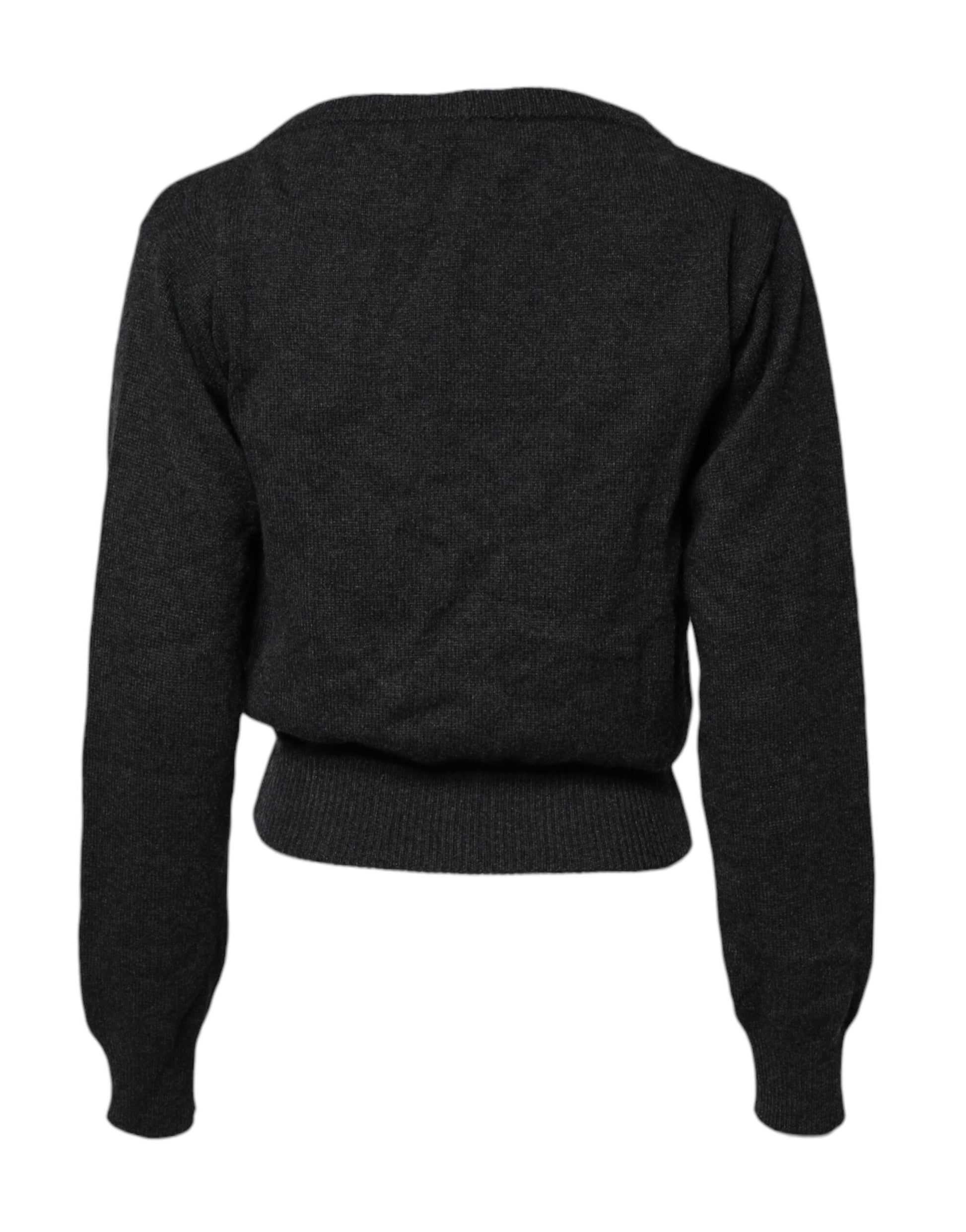Pull en cachemire gris Dolce & Gabbana à col en V profond