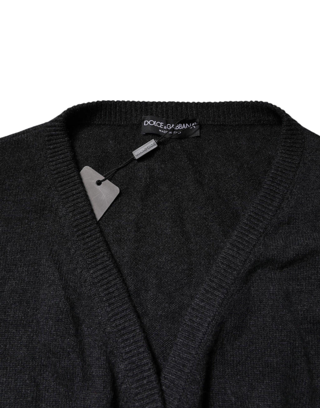 Pull en cachemire gris Dolce & Gabbana à col en V profond