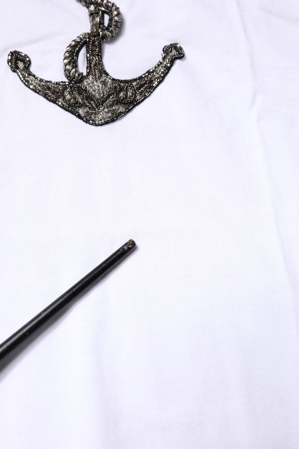 Débardeur Dolce & Gabbana en Coton Blanc Brodé Chaîne Ancre