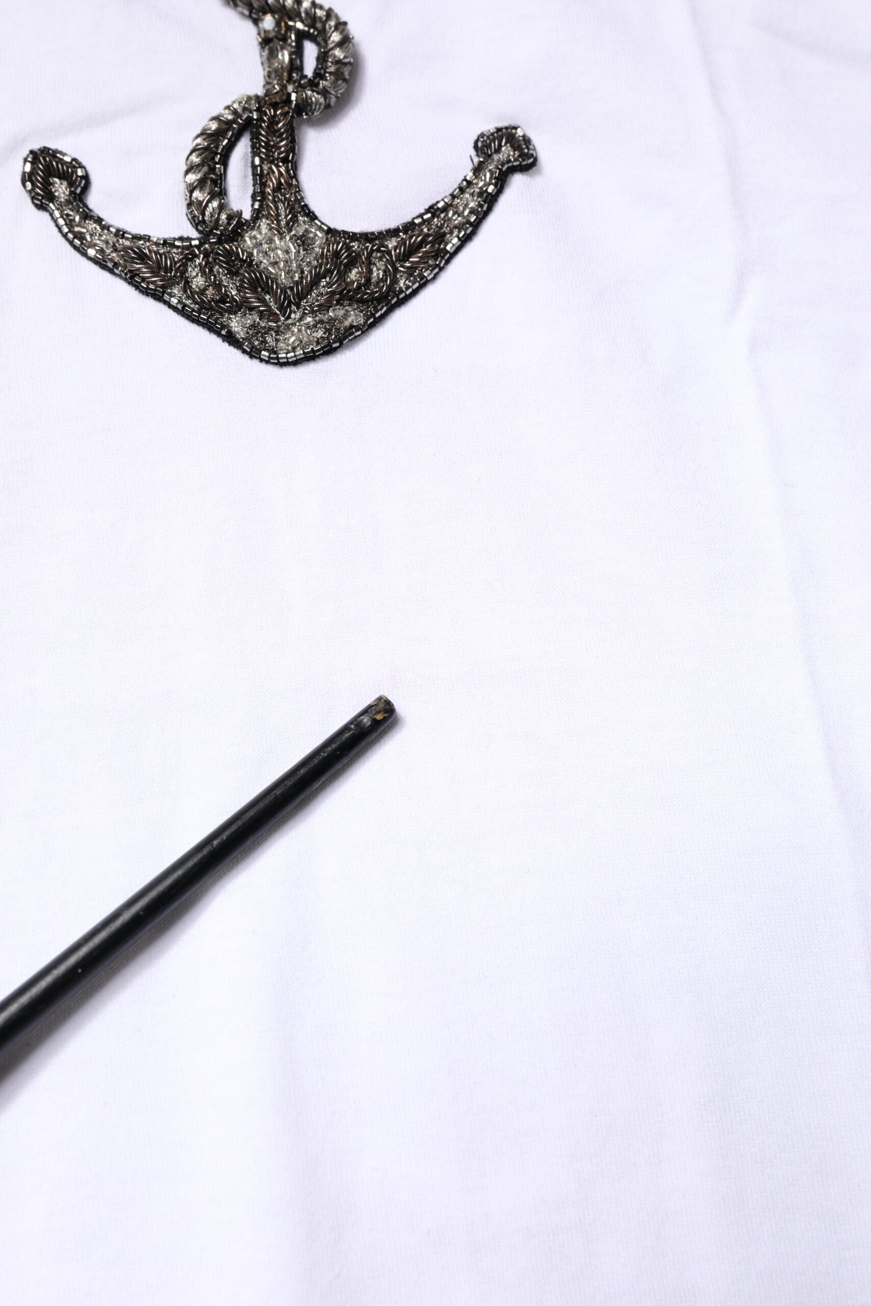 Débardeur Dolce & Gabbana en Coton Blanc Brodé Chaîne Ancre