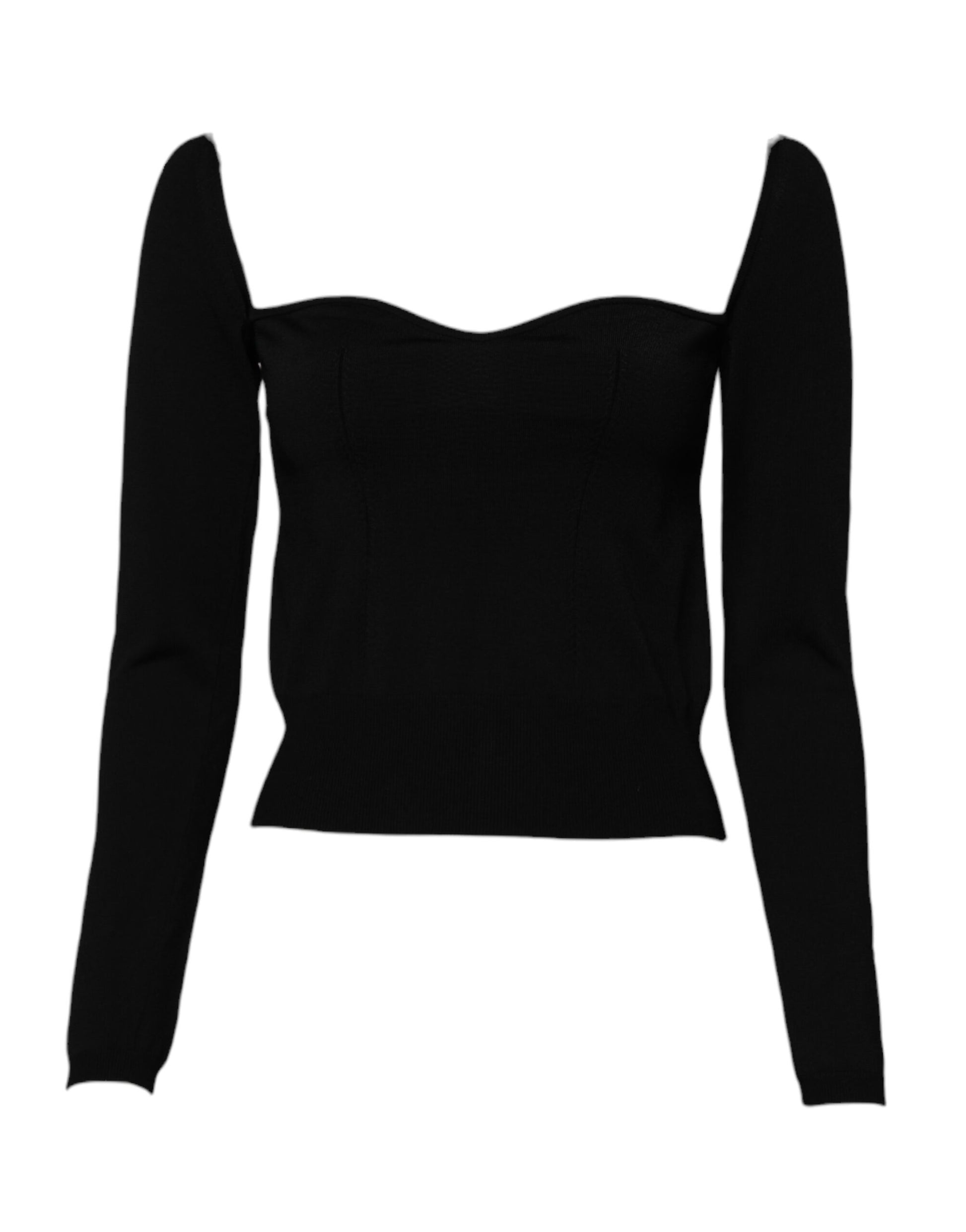 Pull Dolce & Gabbana noir à encolure carrée et manches longues