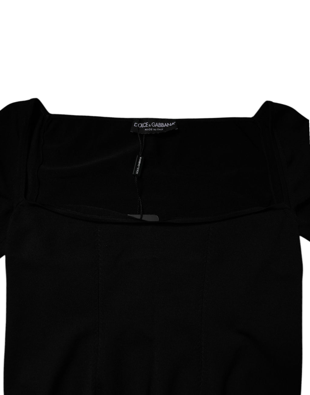 Pull Dolce & Gabbana noir à encolure carrée et manches longues