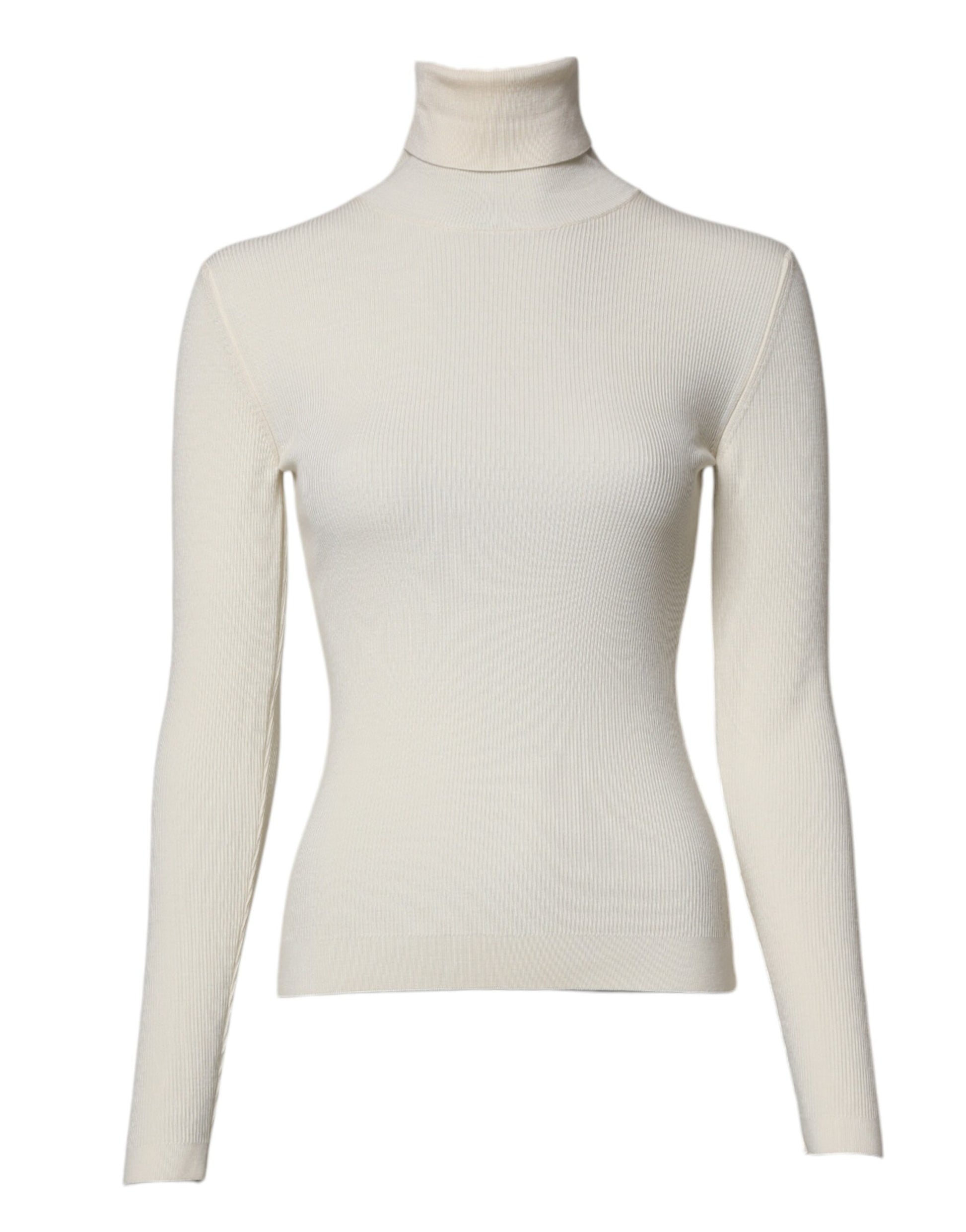 Pull fin à col roulé et manches longues en crème Dolce & Gabbana
