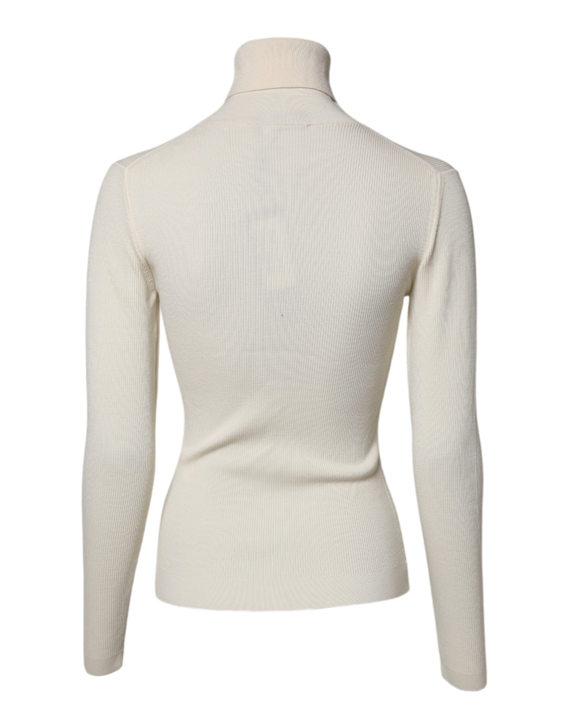 Pull fin à col roulé et manches longues en crème Dolce & Gabbana