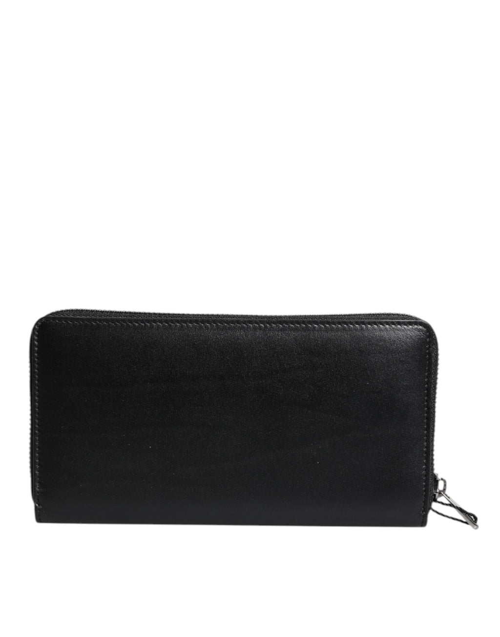 Portefeuille Continental zippé Dolce & Gabbana en cuir noir avec plaque logo