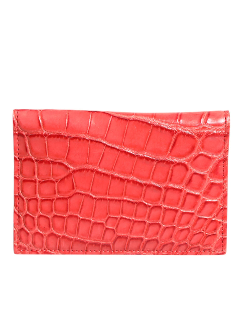 Porte-cartes portefeuille à plaque logo en cuir exotique rouge Dolce & Gabbana