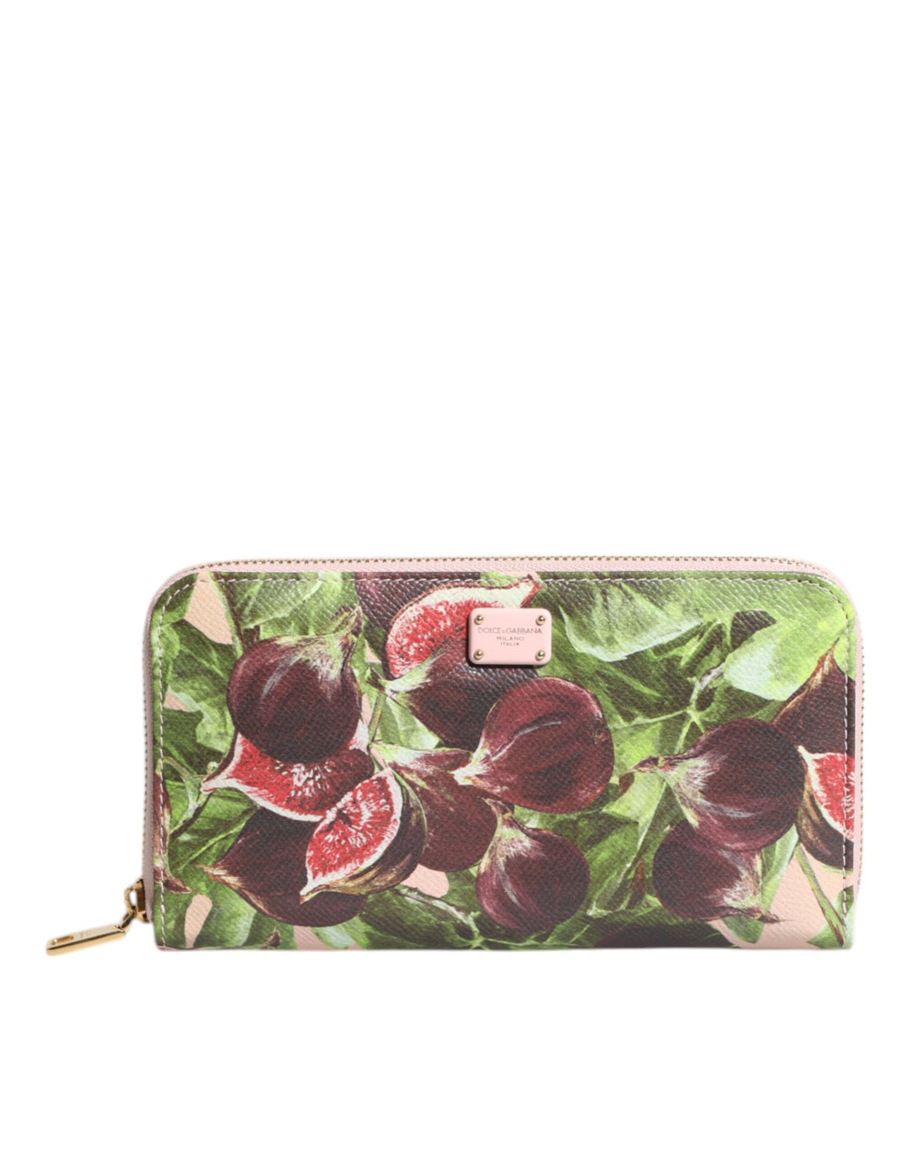 Portefeuille continental zippé en cuir Dauphine, motif fruits et couleur multicolore, Dolce & Gabbana