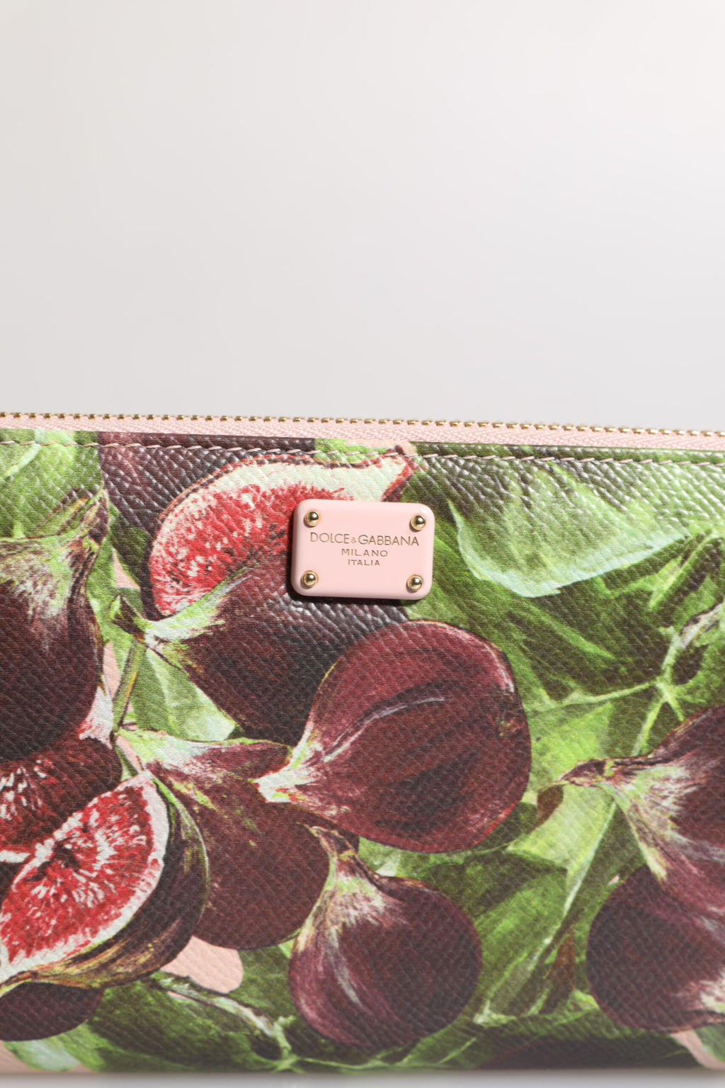 Portefeuille continental zippé en cuir Dauphine, motif fruits et couleur multicolore, Dolce & Gabbana