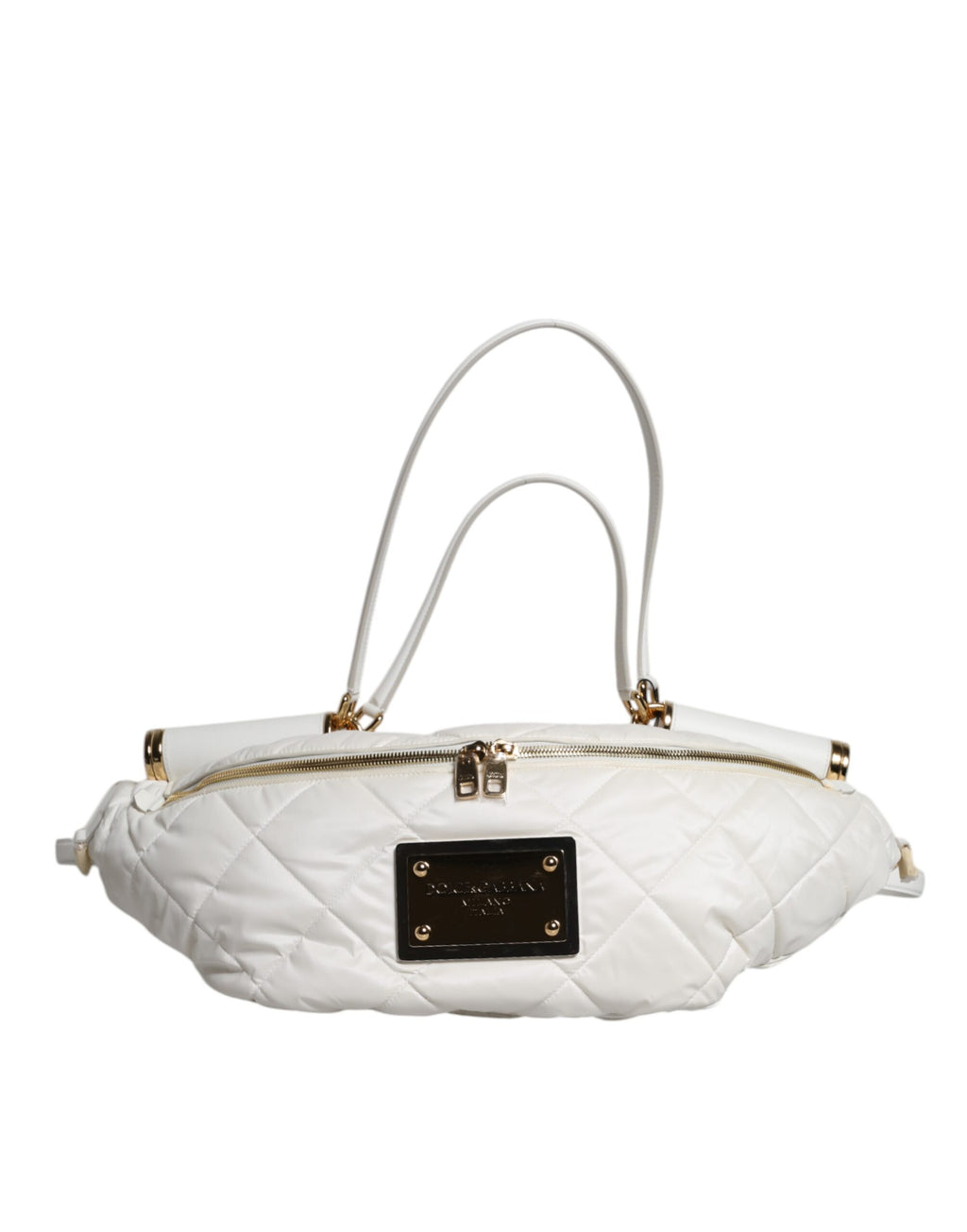Dolce & Gabbana Weiße gesteppte Logo-Gürteltasche