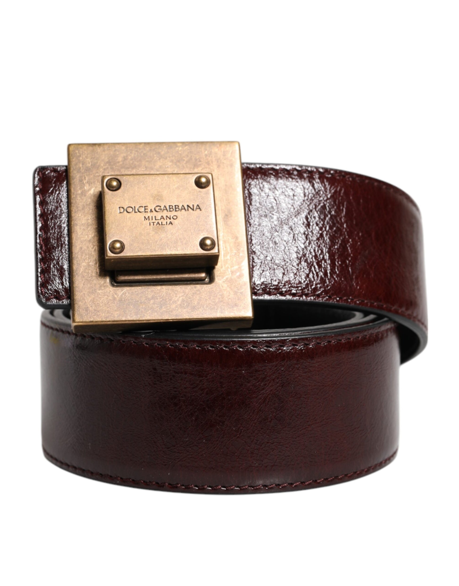 Ceinture classique Dolce & Gabbana en cuir marron avec boucle en métal doré