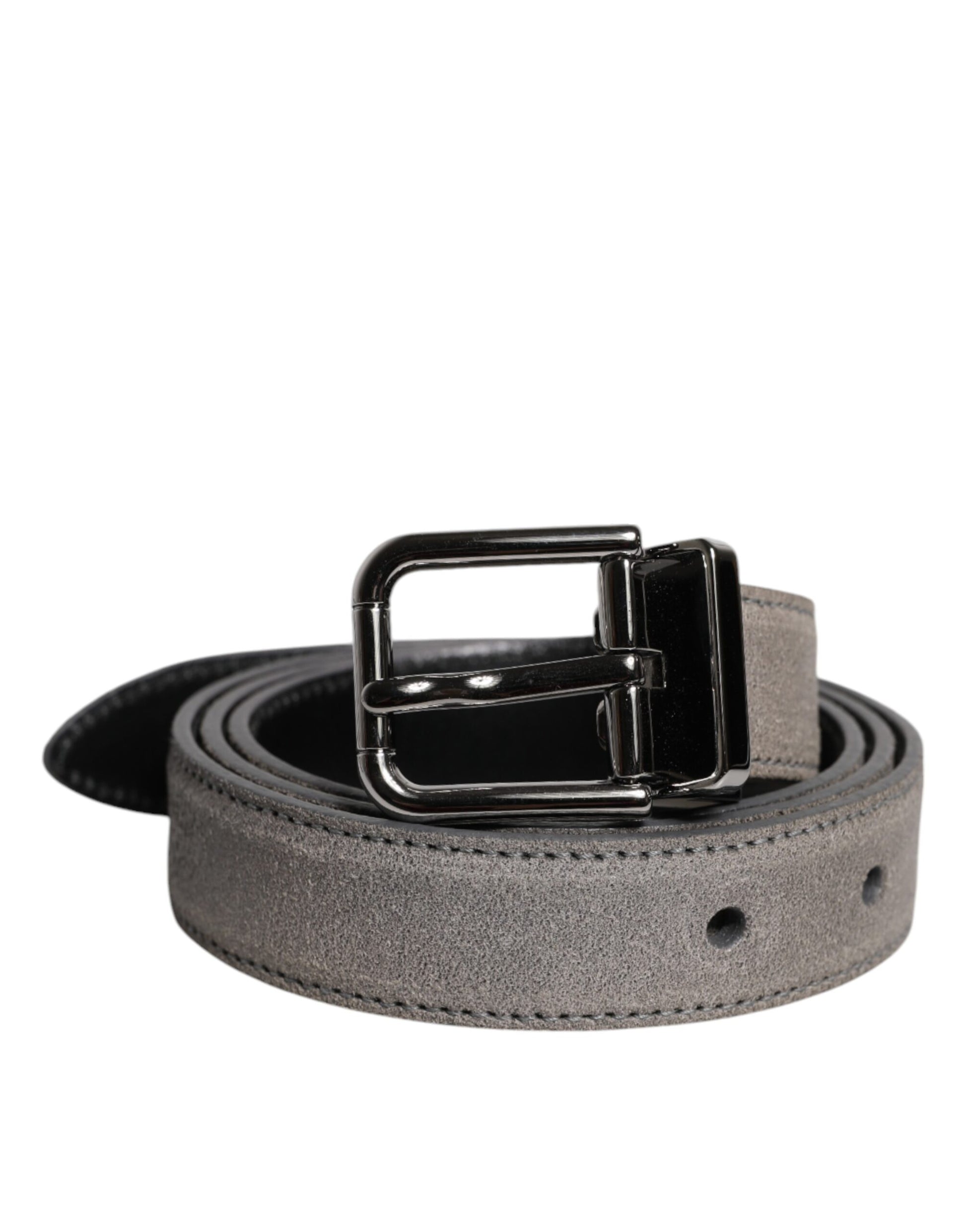 Ceinture Dolce & Gabbana en cuir gris et boucle en métal argenté