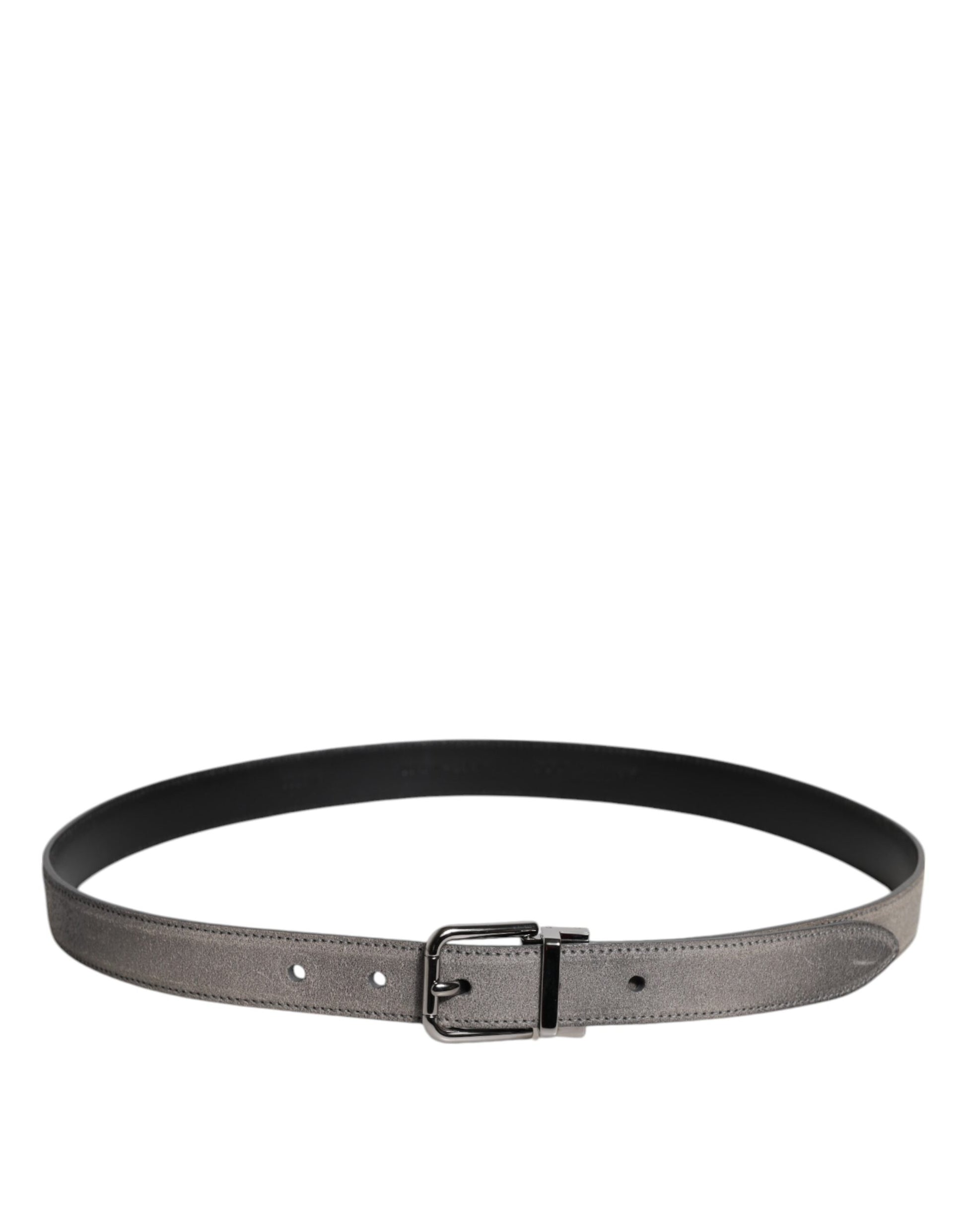 Ceinture Dolce & Gabbana en cuir gris et boucle en métal argenté