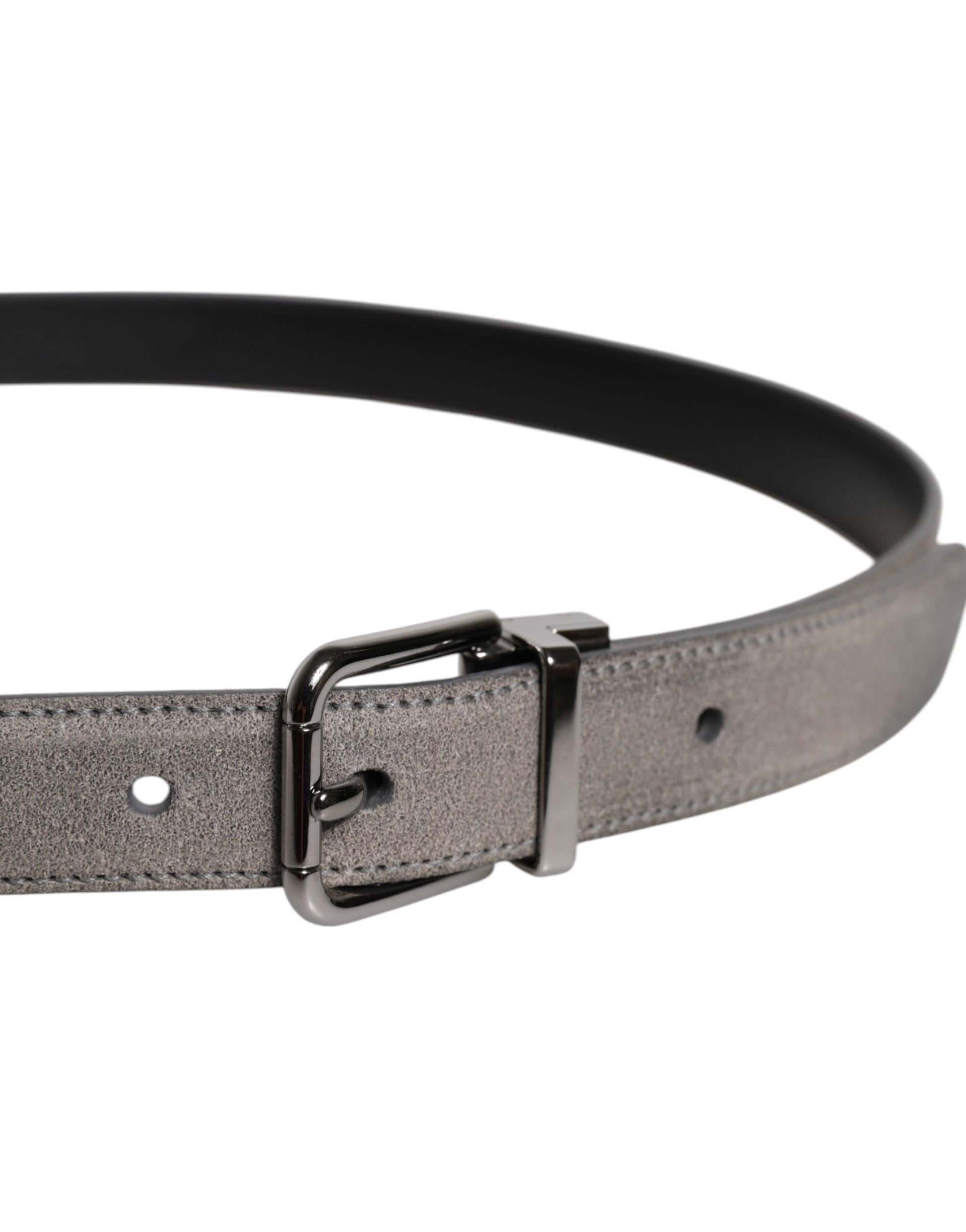 Ceinture Dolce & Gabbana en cuir gris et boucle en métal argenté