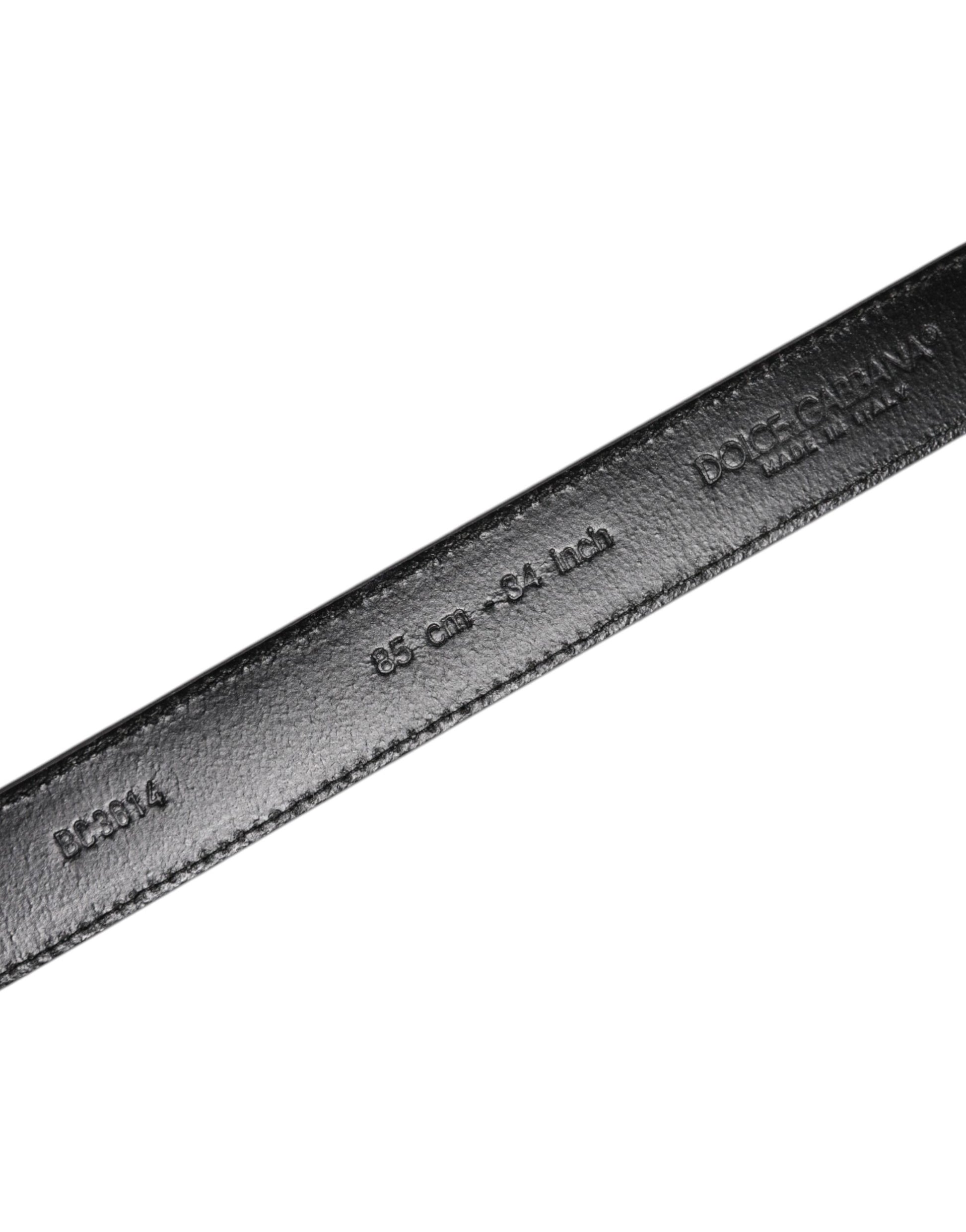 Ceinture Dolce & Gabbana en cuir gris et boucle en métal argenté