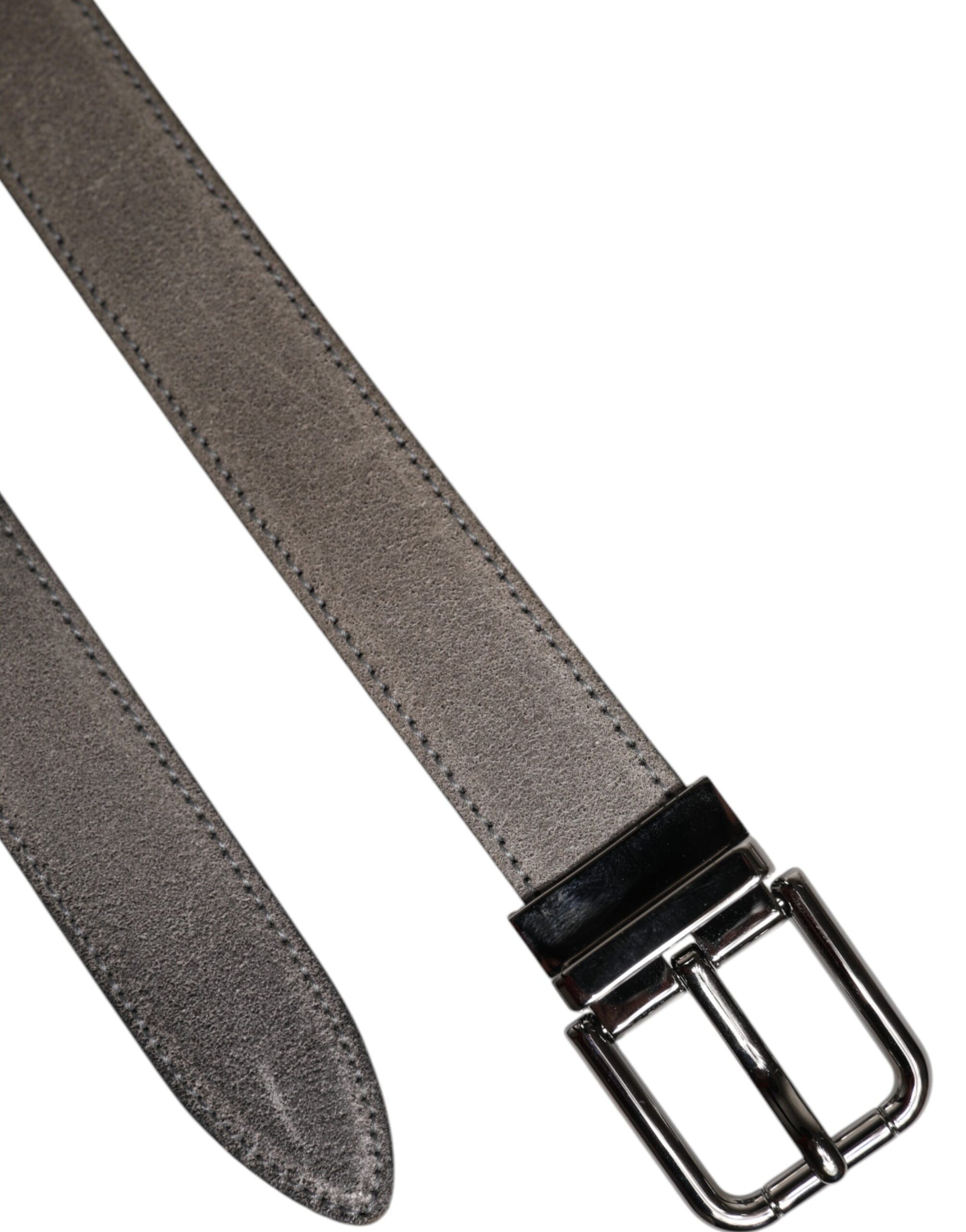 Ceinture Dolce & Gabbana en cuir gris et boucle en métal argenté