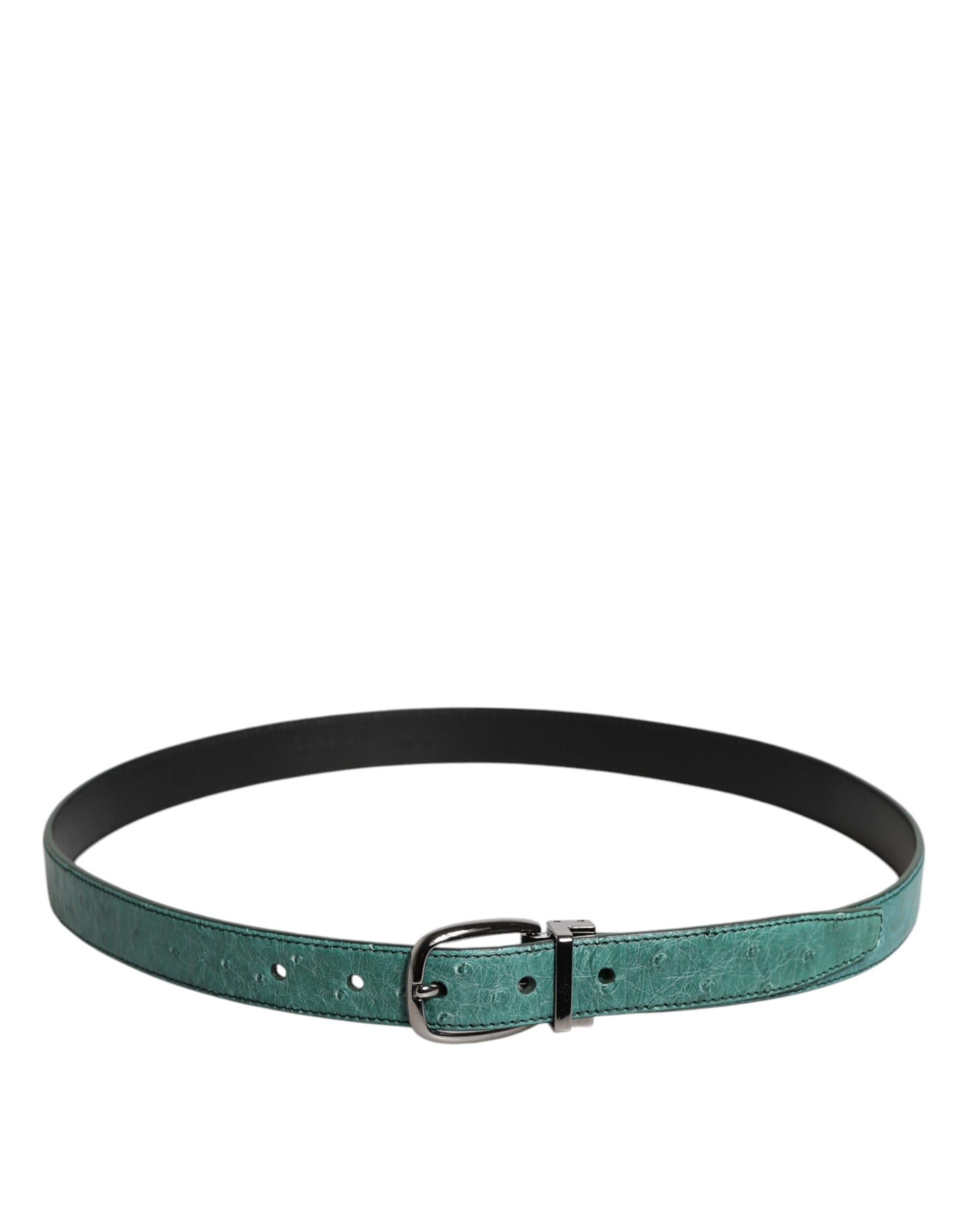 Ceinture Dolce & Gabbana en cuir vert et boucle en métal argenté